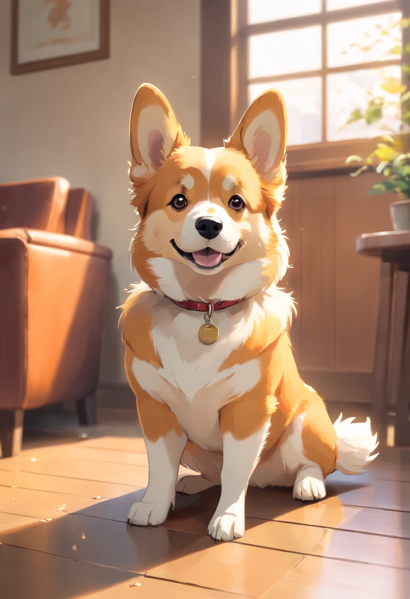 "Produces ultra-high-definition images that chic Pembroke Welsh Corgis, Classic Dog Pose. Using advanced macro photography techniques、Highlights the intricate details of the dog's coat, Standing ears, And expressive eyes and tongue are partially out. Place the camera at the dog's eye level, Create an intimate connection between the viewer and the dog's subject. Implement a wide aperture for a shallow depth of field, Make the dog stand out clearly against a gently blurred background. Improve lighting、Emphasizes the texture and contours of the dog's body, Using the software, Remove coarse shadows、, cosy atmosphere. Catch a dog in a relaxed position, But balanced, Show your flexibility and elegance. Try to capture the moment in natural movement, Stretching, grooming, etc., To convey a sense of authenticity. Implement post-processing techniques to improve image clarity, contrast, and color balance, Secure all aspects, From the dog's intricate patterns to its intense gaze, Rendered in stunning detail. Finally, Conveys the gentle beauty and innate grace of the Welsh dog Corgi Pembroke, Capture fleeting moments celebrating the unique essence of a dog's curiosity and balance."