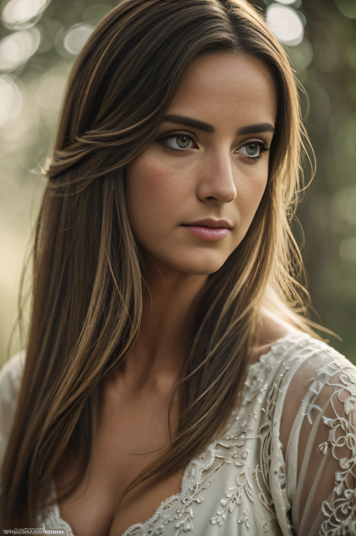 close up de uma mulher europeia, cabelo longo de gengibre, floresta de inverno, (decote), (seios pequenos), textura de pele natural, 24mm, texturas 4k, soft  Cinematic Light, foto RAW, fotorrealismo, foto realista, intrincado, elegante, altamente detalhado, foco nítido, (((((cinematic look))), tons suaves, detalhes insanos, detalhes intrincados, hiper detalhado, baixo contraste, soft  Cinematic Light, cores escuras, exposure blending, HDR, desbotado