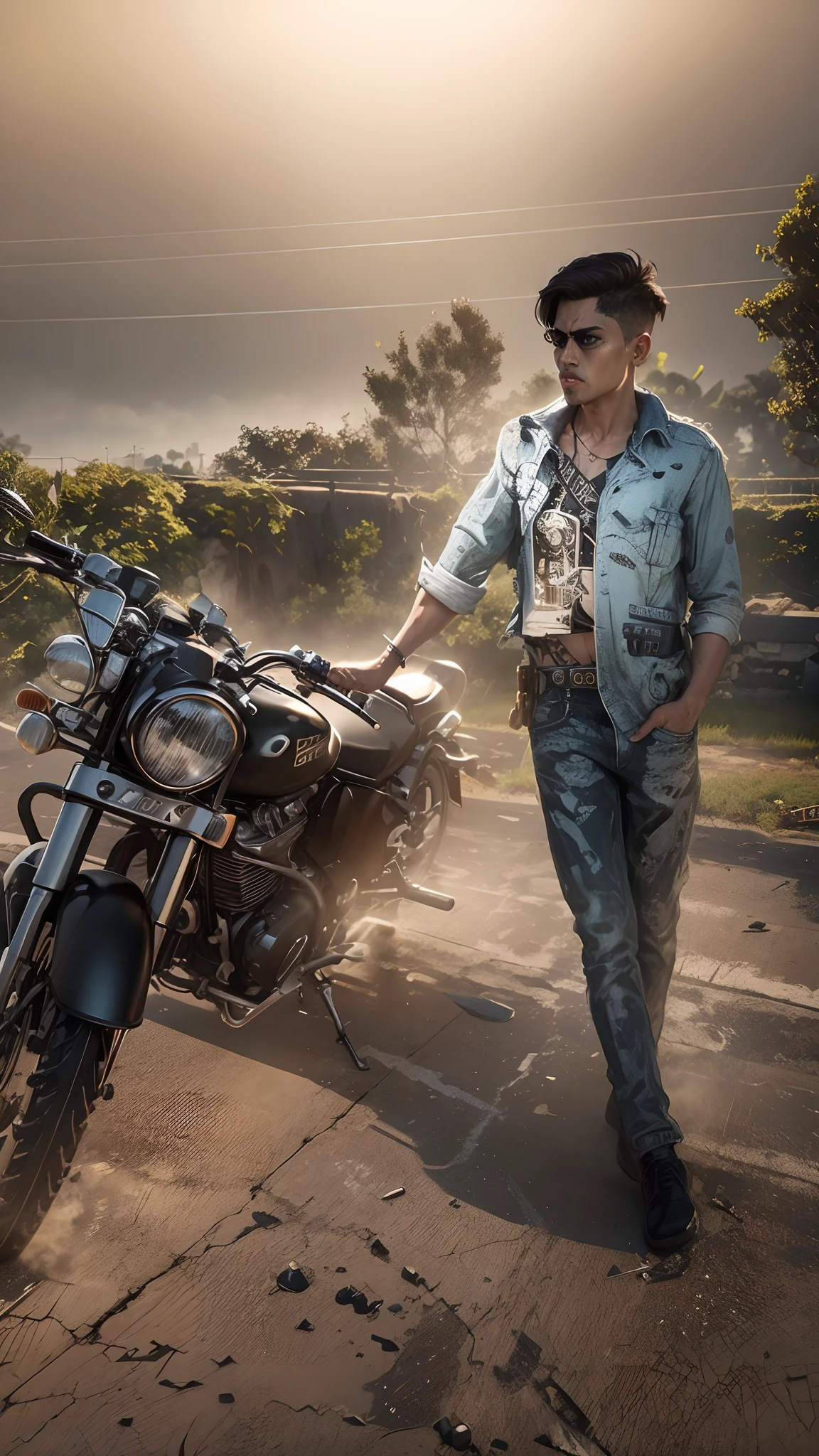 Change background realistic 8k ,gangster boy look