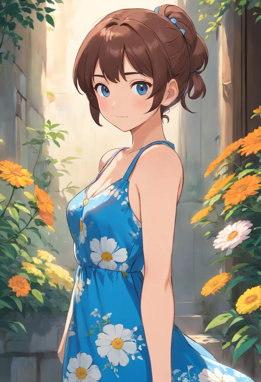 (((32k image quality))), (((RAW Photos))), (Highest quality, detailed:1.2), Photorealistic, (非常に繊細でdetailed), (((((Ultra-high resolution))))), (((Big Breasts))), (((Age 25, Sexy Gal, Taiwanese woman))), (((Tight waist))), One person, Elegant, Beautiful woman, Outstanding image quality, 非常にdetailedな顔, Perfect lighting, White skin, Curly Hair, A relaxed and fluffy atmosphere, 、(Breast Swelling 1.2), upper body, ((smile)), ponytail, Young and skinny gravure idol, (((((blue sky))))), ((garden)), camisole,