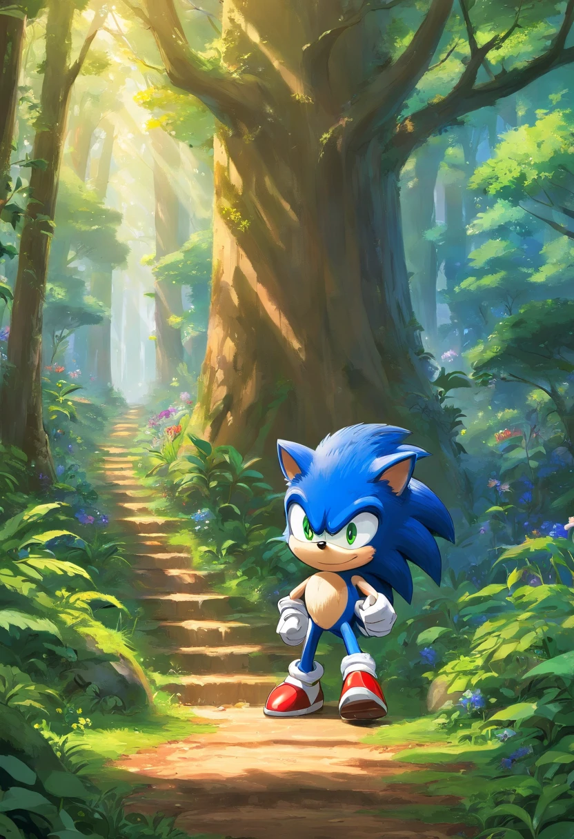 sonic the hedgehog,em uma floresta sombria,batalhando contra um faker sonic com tom de pele mais escura