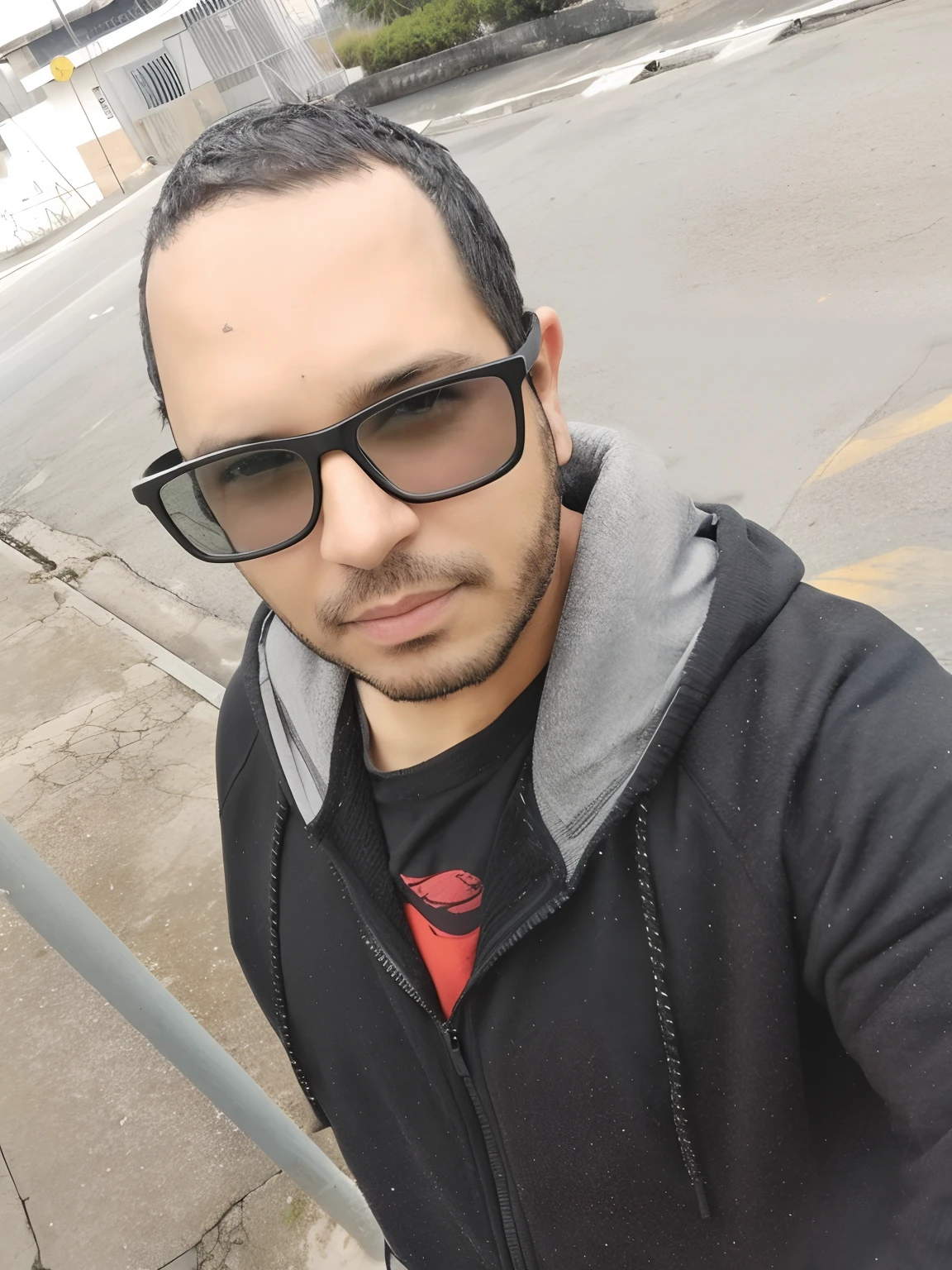 man with sunglasses and a hoodie taking a selfie, about 35 years old, 8k hq, very very high quality picture, professional profile picture, high quality portrait, photo