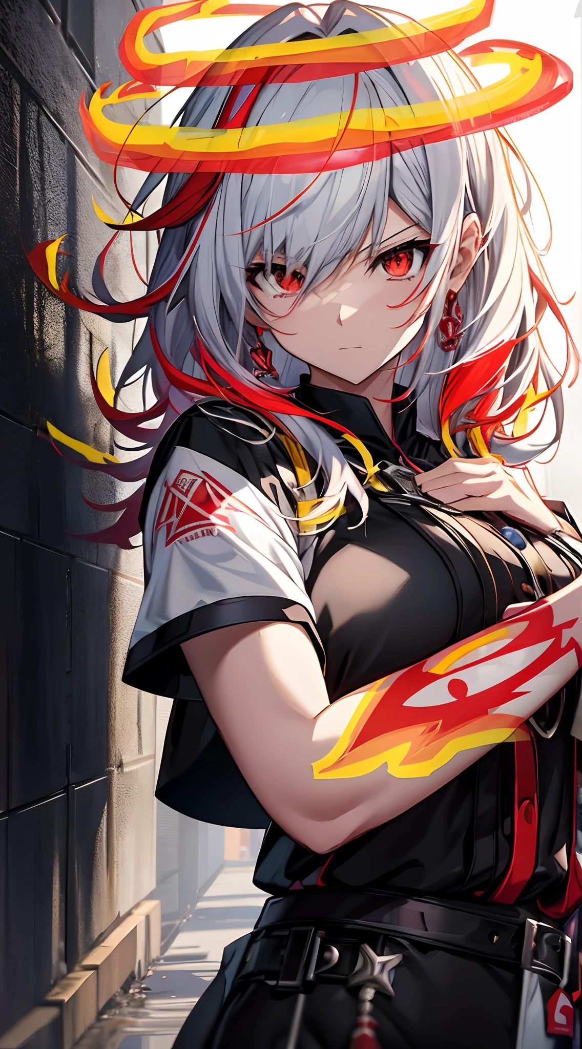 anime girl with red hair and a hula hoop around her head, ryuko matoi, white haired deity, anime style 4 k, badass anime 8 k, best anime 4k konachan wallpaper, anime moe artstyle, demon anime girl, anime art wallpaper 8 k, gapmoe yandere, detailed digital anime art, anime art wallpaper 4 k