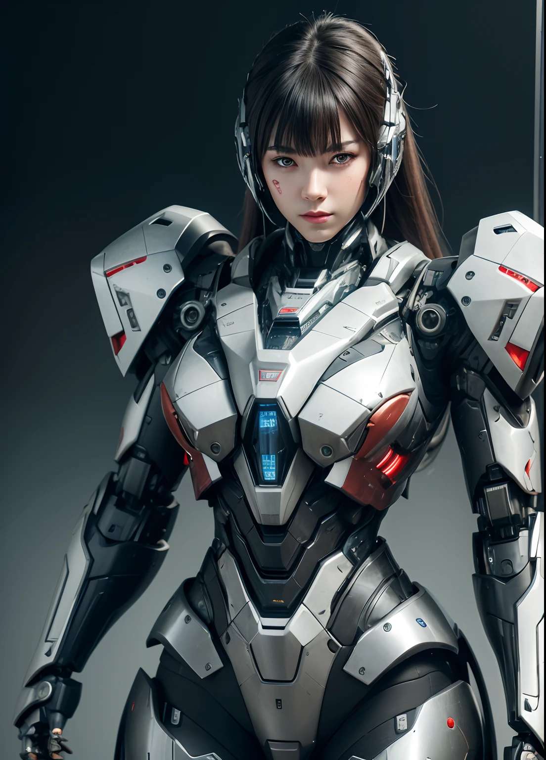 Textured skin, Super Detail, high details, High quality, Best Quality, hight resolution, 1080p, hard disk, Beautiful,(War Machine),beautiful cyborg woman,Mecha Cyborg Girl,Battle Mode,Girl with a Mecha Body,She wears a futuristic war machine weapon mech