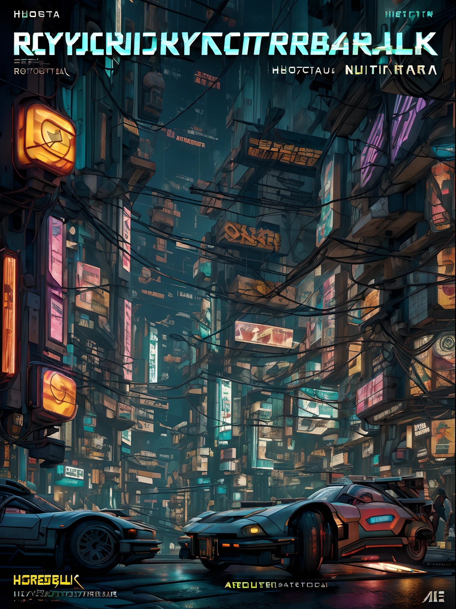 (photo realistic:1.4), (hyper realistic:1.4), (realistic:1.3), (smoother lighting:1.05), (increase cinematic lighting quality:0.9),(((Cyberpunk  magazine covers))),glossy cover,Bulma from Dragon Ball,Rainbow Color
