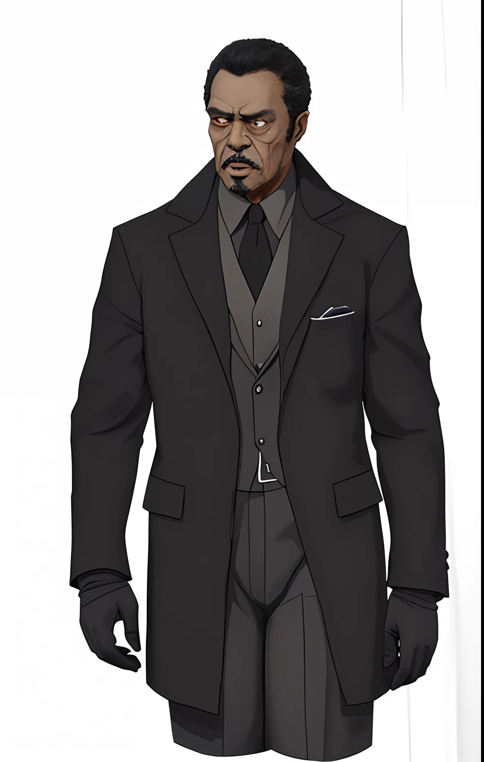 homem de meia idade negro, velho e elegante, vestindo roupas modernas, investigador misterioso, noir, homem negro velho