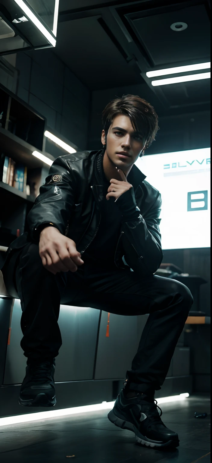Change background cyberpunk handsome boy, realistic face, 8k, ultra realistic]