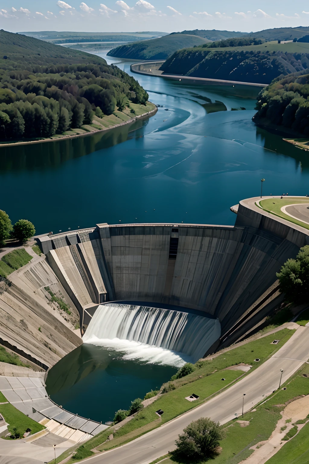 a reservoir dam in a beautiful country side