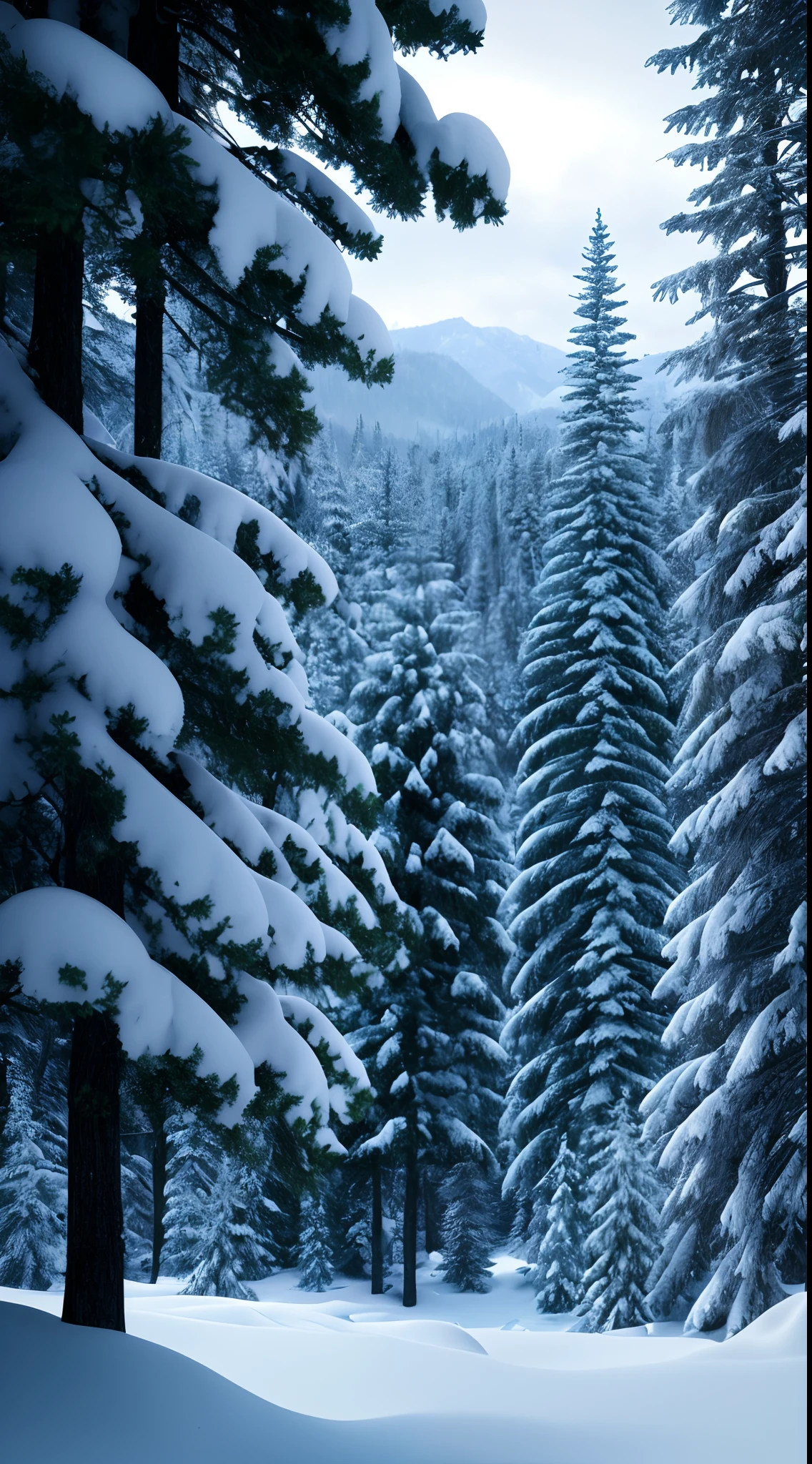 Masterpiece, best quality, high quality, highly detailed CG unity 8k wallpaper, coniferous forest, silence, towering conifers covering the forest floor, severe cold climate, serene beauty, snow, winter, mild summer, breeze, Conifers, branches, bokeh, depth of field, HDR, bloom, chromatic aberration, photorealistic, extremely detailed, popular on artstation, popular on CGsociety, complex, high detail, dramatic, art midway