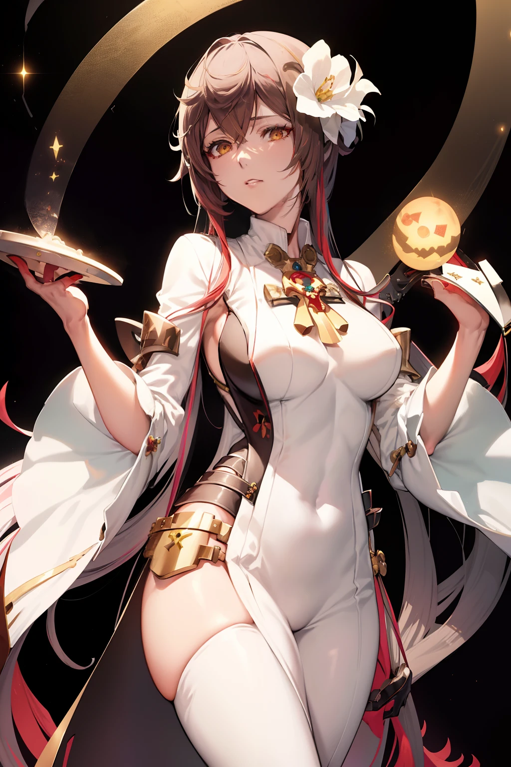 Woman in white dress with glass and gold bell, ((a beautiful fantasy empress)), anime goddess, keqing from genshin impact, Very detailed ArtGerm, guweiz, portrait knights of zodiac girl, a beautiful fantasy empress, Ayaka Genshin Impact, beautiful alluring anime woman, cushart krenz key art feminine