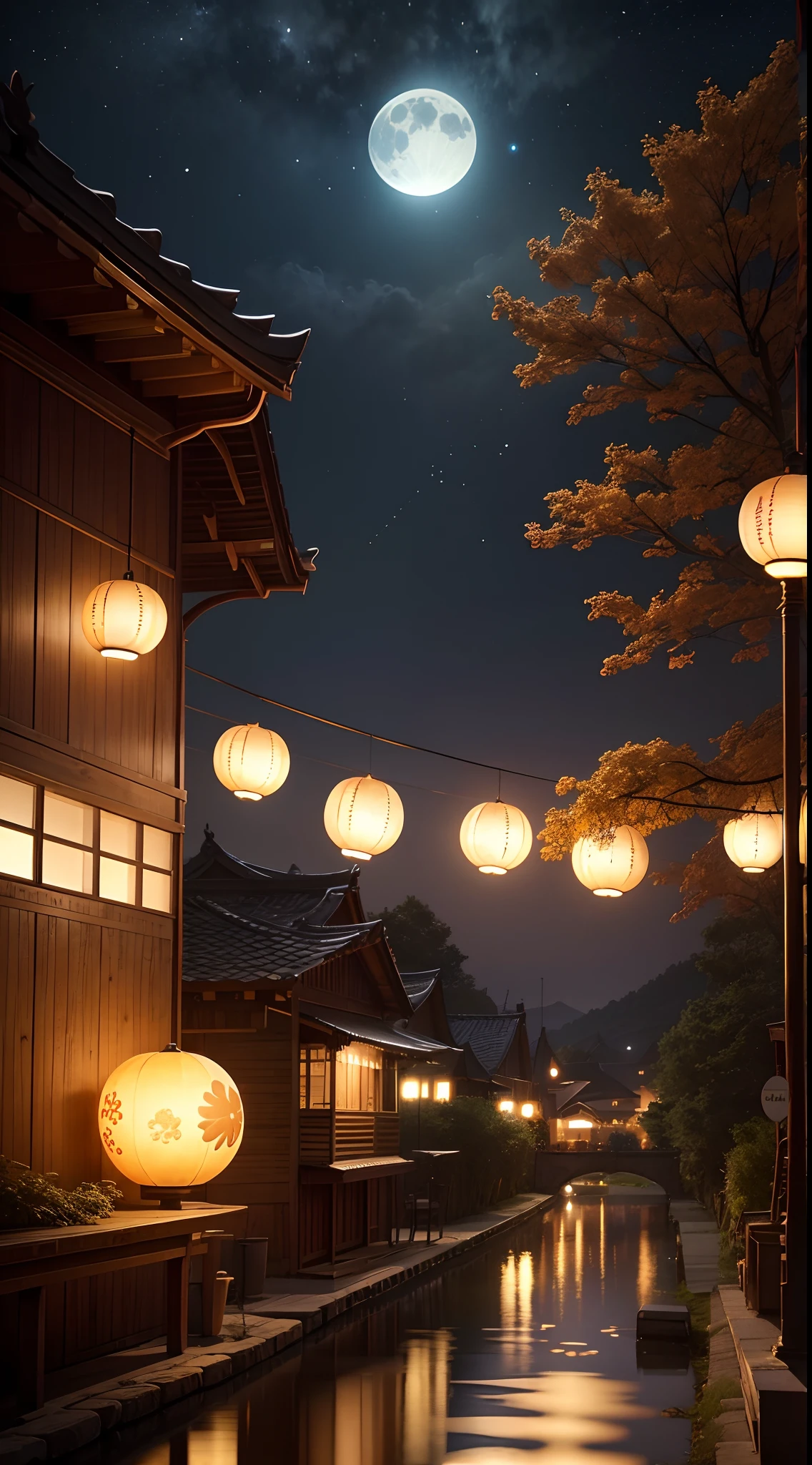 Mid-Autumn Festival Scenery Realistic Effects Filmed at Night,Positivo,Estilo Natural,Tiro HDR