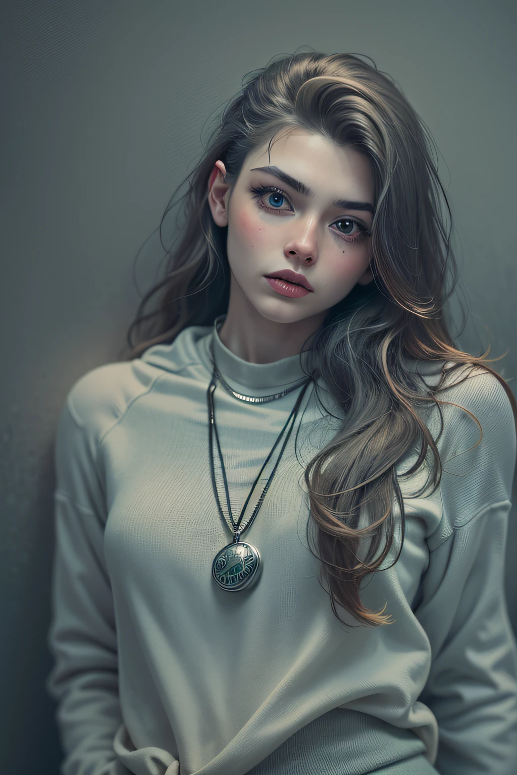 girl and boy, a couple love, 4k, very detail, realistic, necklace, many bracelet, nike shoes, full body, see viewer, 25 years old, scary face, grey theme, fancy