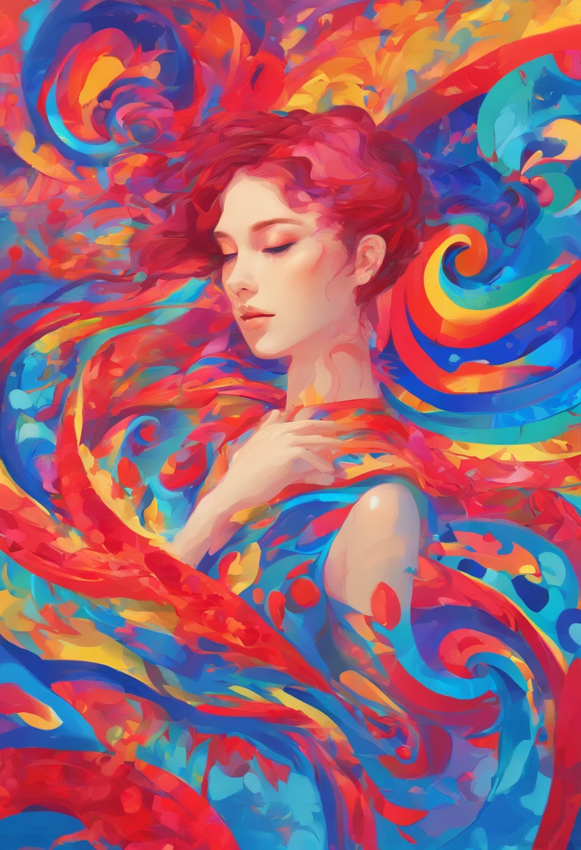 ((top-quality, 8K)), (Realistic), (Face Focus: 1.1), (blue and red: 1.3), Kawaii Girl, short-hair,
Hair fluttering in the wind, Facing to the side, Look up at your face, Eyes closed, (Sleeveless: 1.1)、Skirt, D Cup Breasts,