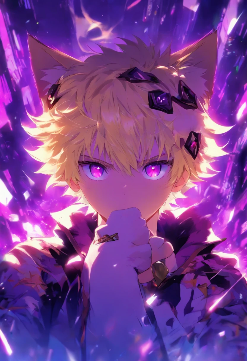 Boy Shota Purple Eyes Blonde Cat Ears