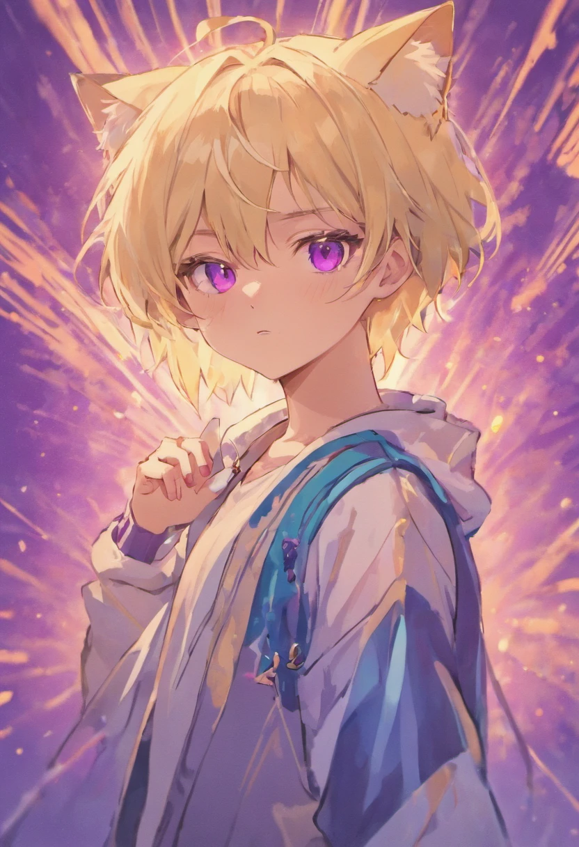 Boy Shota Cat Ears White Bukabuka Clothes Blonde Purple Eyes