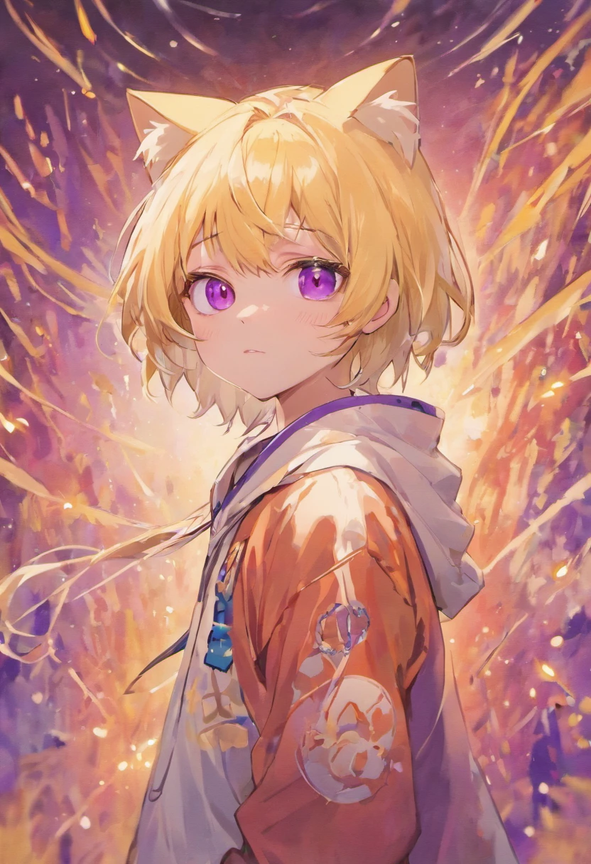 Boy Shota Cat Ears White Bukabuka Clothes Blonde Purple Eyes