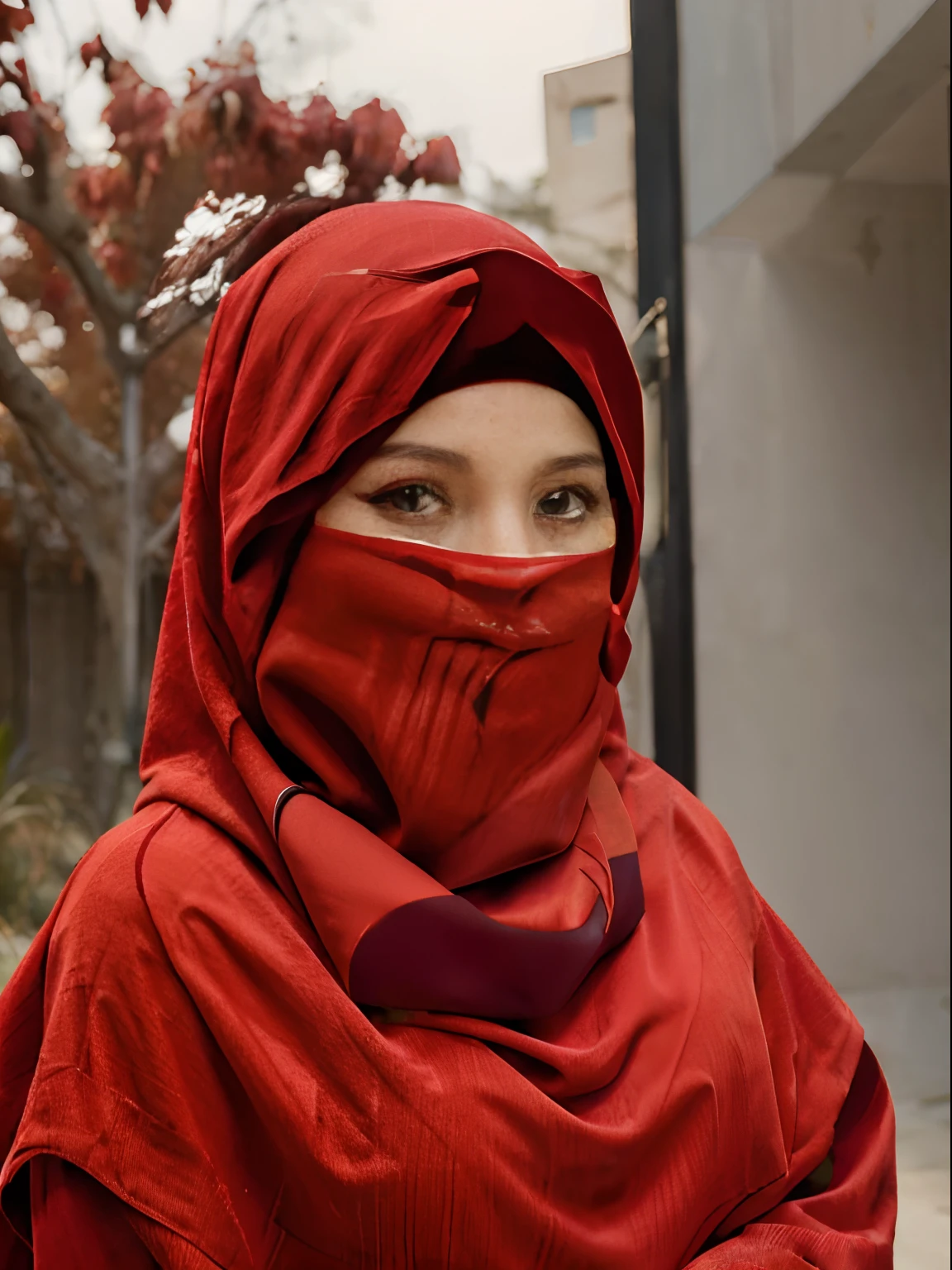 1girl, (red hijab:1.4),  ((best quality)), ((masterpiece)), 4k 8k wallpaper,