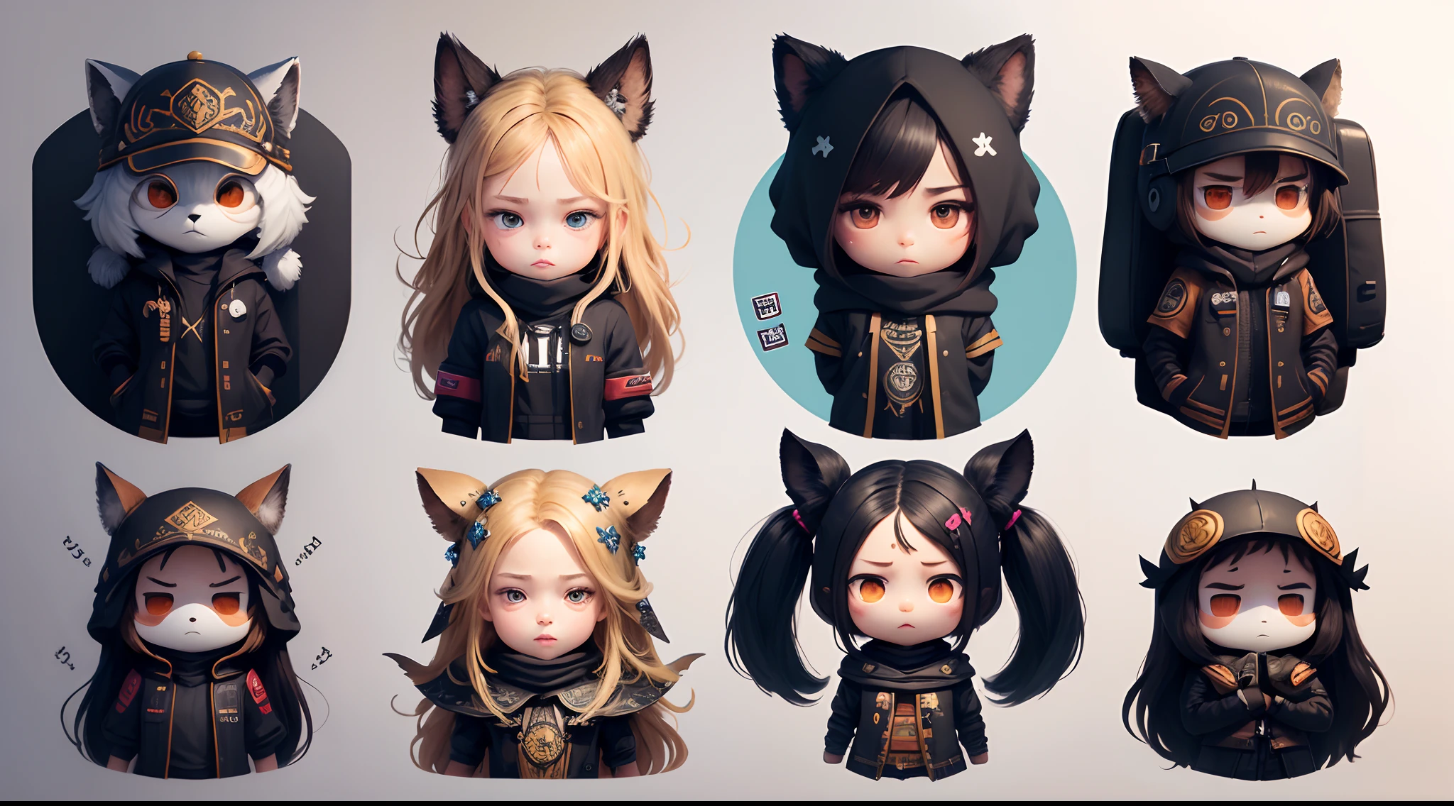 Detailed creation on behalf of A, Realistic stickers for coded characters