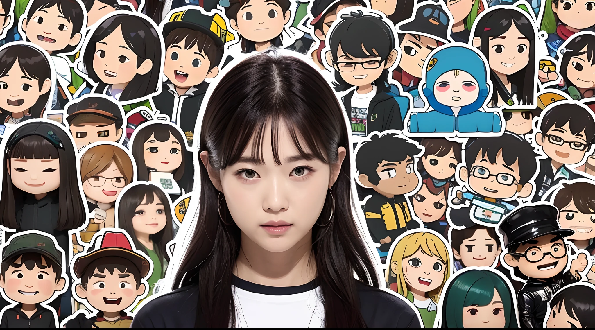Represents A's detailed authoring, Realistic stickers of encoded characters