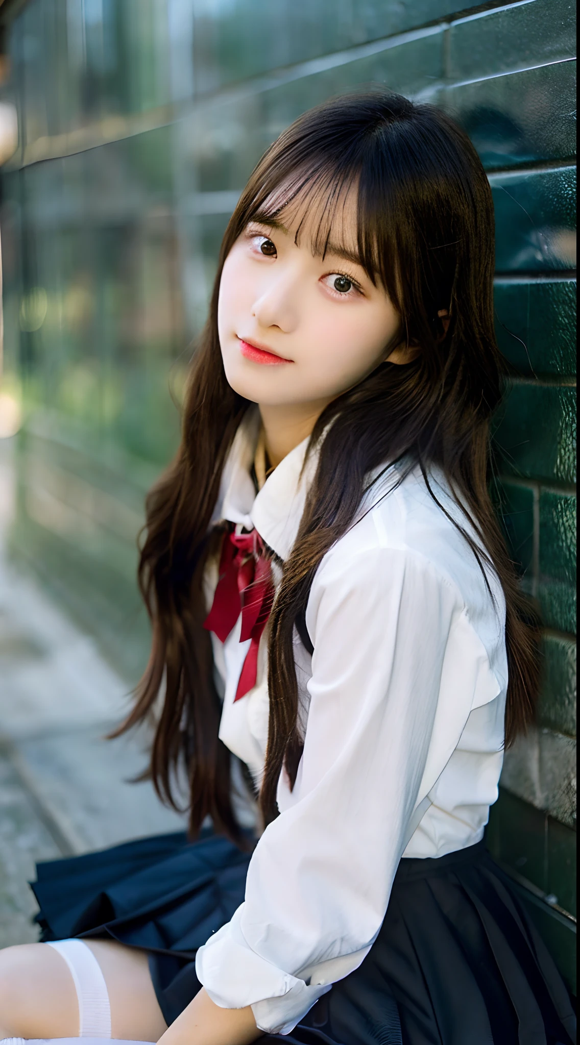 18-year-old high school girl in miniskirt(A dark-haired)