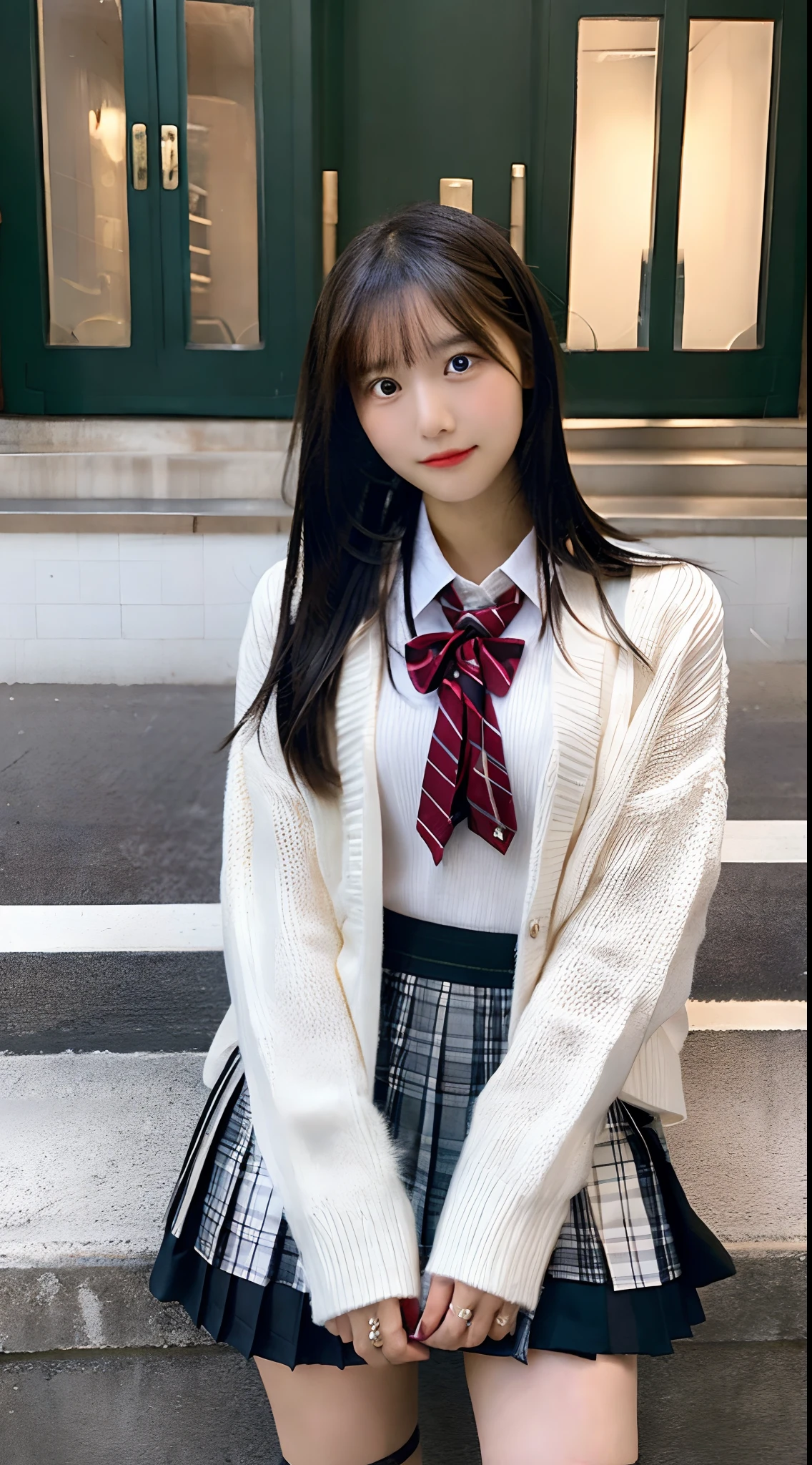 18-year-old high school girl in miniskirt(A dark-haired)