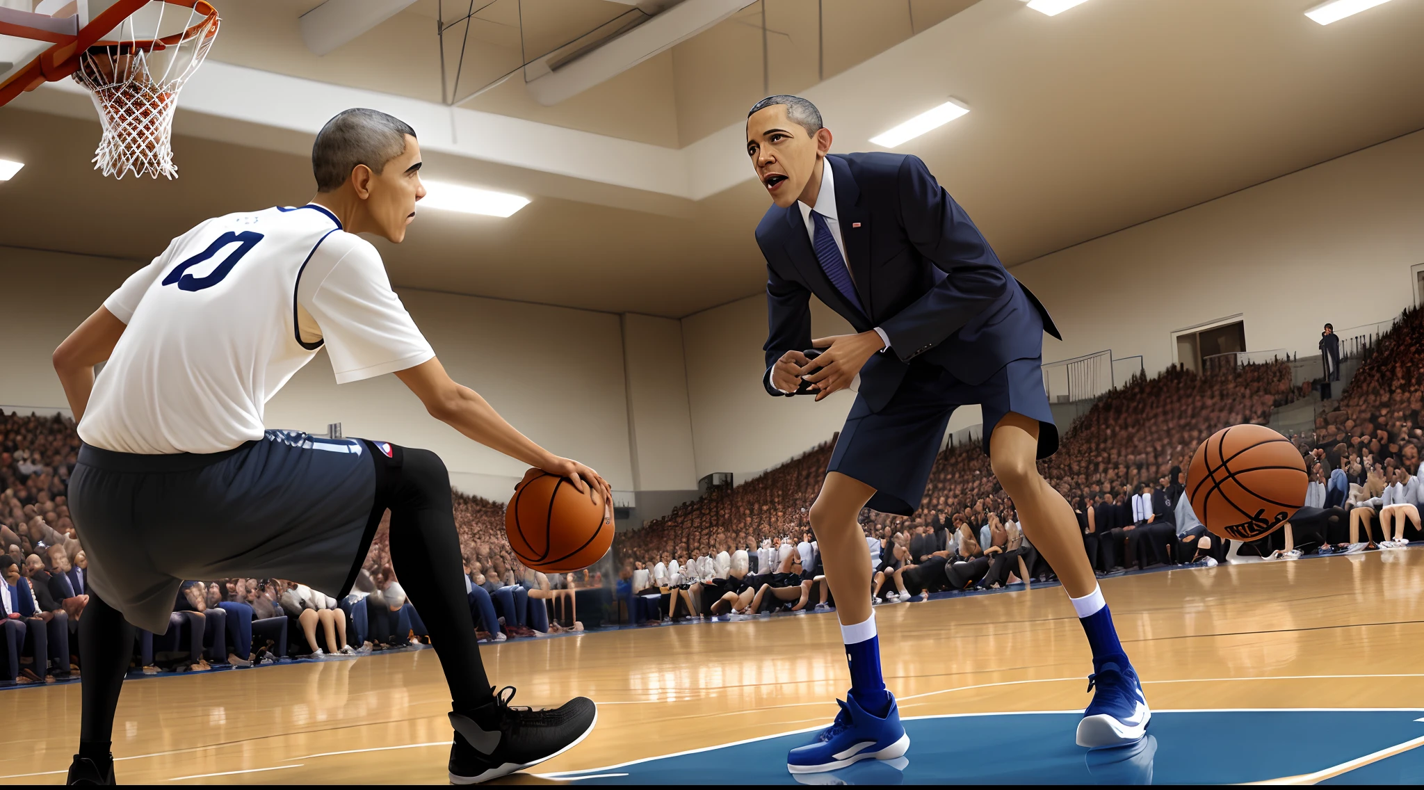 President Obama playing basketball