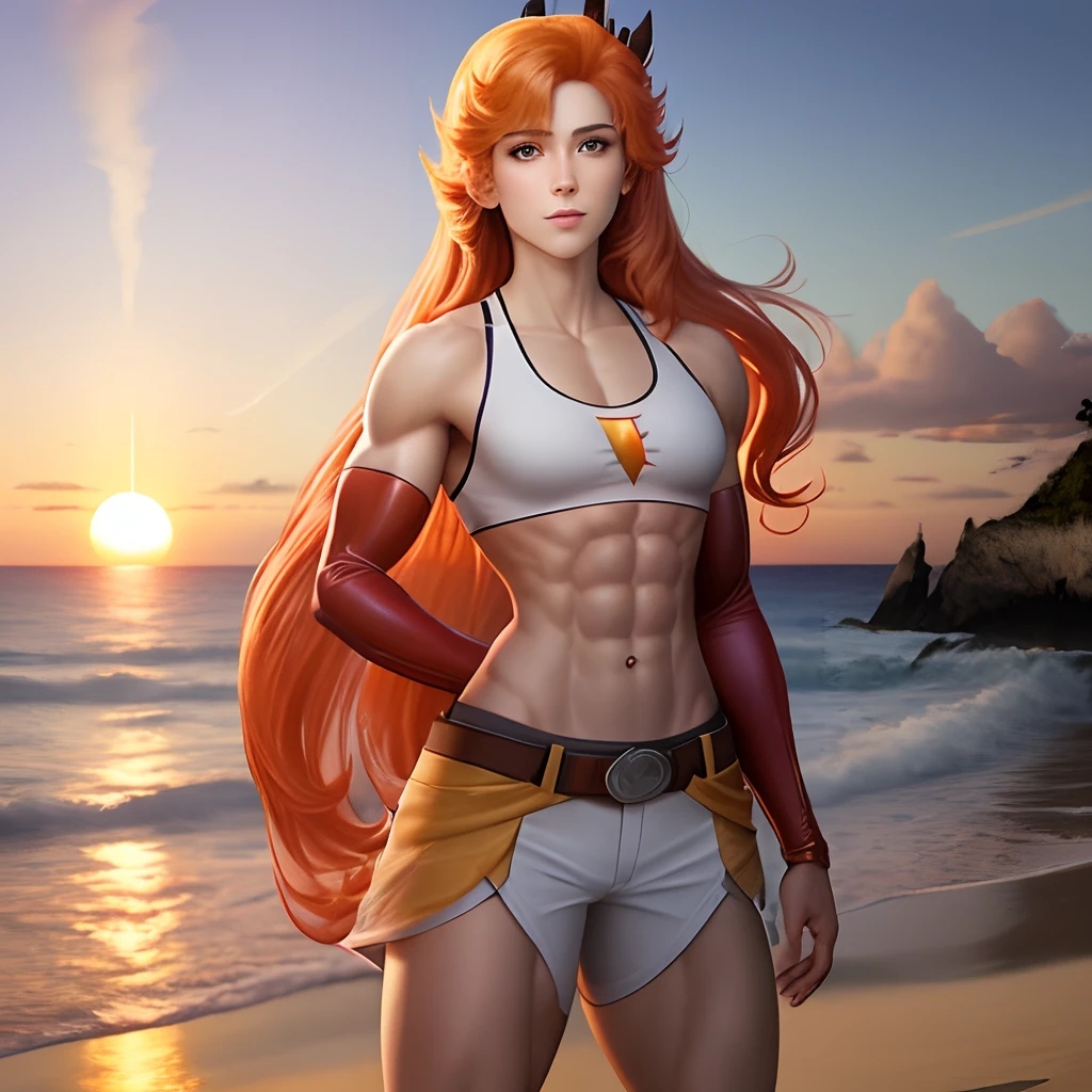 Sunset shimmer with six pack abs