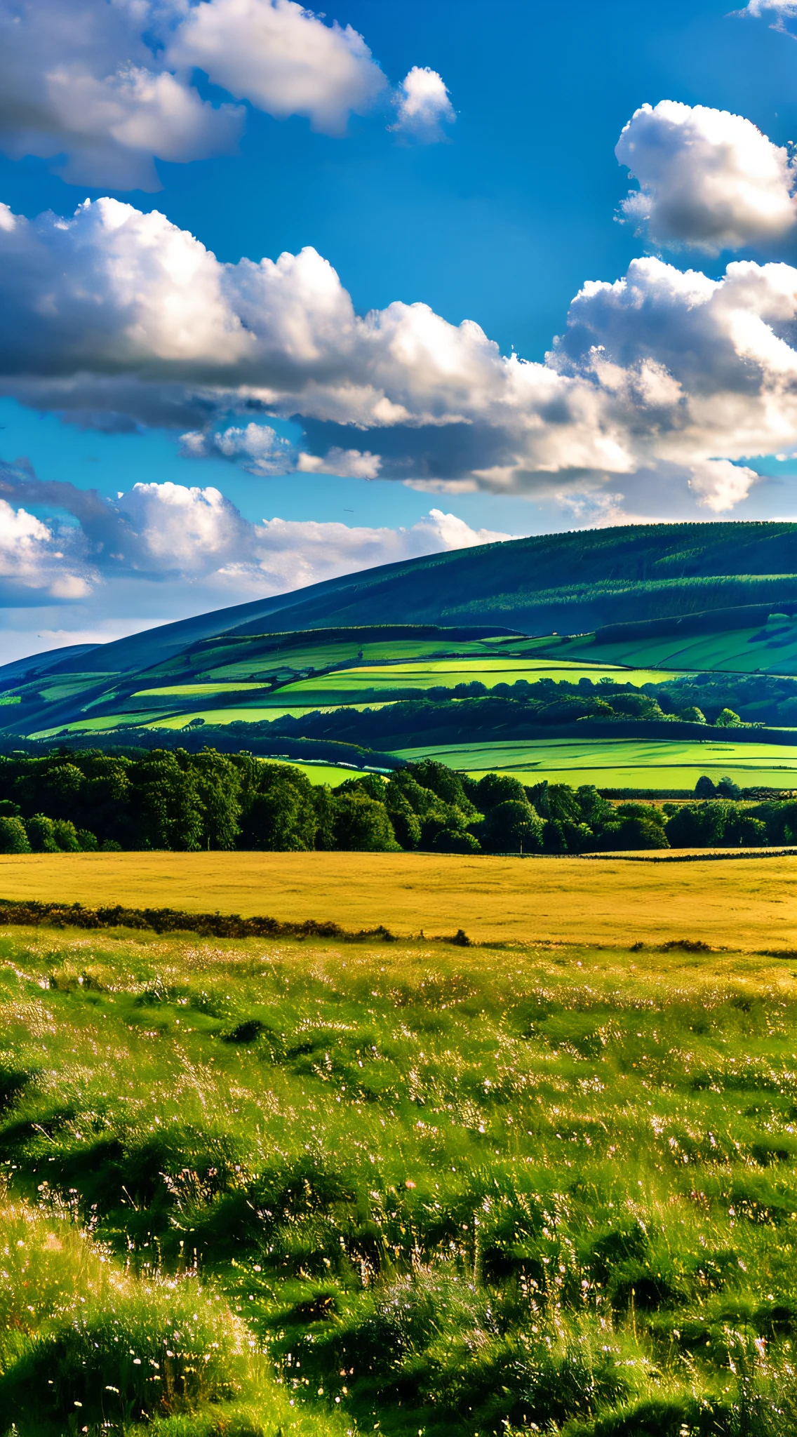 steppe landscape,blues sky and clouds, green forest, Dingdall effect,a country road,Colorful hot air balloons,high quality desktop wallpaper, verdant forest, detailed fields nature, beautiful english countryside, Stunning landscape, Rolling hills, Landscape wallpaper, lush countryside, Patches of green forest, breathtaking landscape, green fields in the background, High quality wallpaper, Beautiful wallpaper