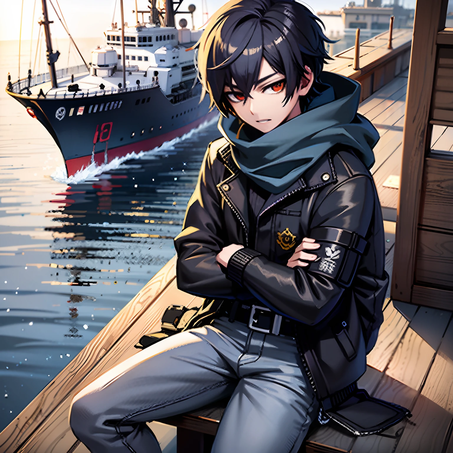 menino anime sentado na doca com barco no fundo, Ayato Kirishima. digital render, Arte no estilo de Guweiz, estilo anime 4K, Makoto Shinkai e Artgerm, badass anime 8 k, Makoto Shinkai Estilo de Arte, Estilo Makoto Shinkai, pose de anime bonito, anime moe artstyle, Papel de parede anime 4k