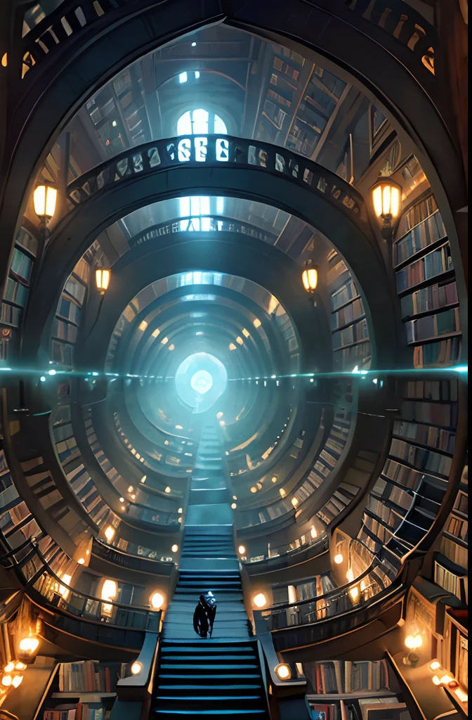 masterpiece, best quality
staring up infite climbing celestial library spiraling towards light, books, spirals, escher, dark souls, bloodborne fantastical, magical library, gradient, fantasy, trending artstation, fractals, ornate, matte painting --ar 1:3 --q 0.5