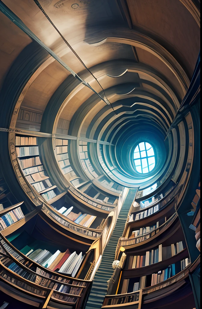 masterpiece, best quality
staring up infite climbing celestial library spiraling towards light, books, spirals, escher, dark souls, bloodborne fantastical, magical library, gradient, fantasy, trending artstation, fractals, ornate, matte painting --ar 1:3 --q 0.5