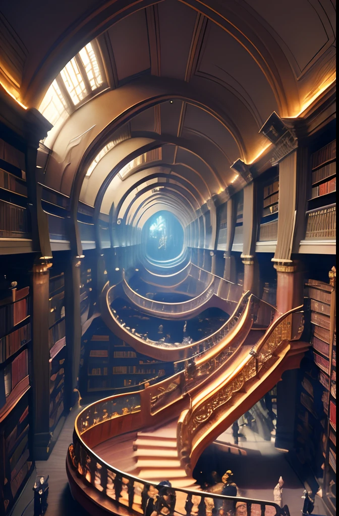 masterpiece, best quality
staring up infite climbing celestial library spiraling towards light, books, spirals, escher, dark souls, bloodborne fantastical, magical library, gradient, fantasy, trending artstation, fractals, ornate, matte painting --ar 1:3 --q 0.5