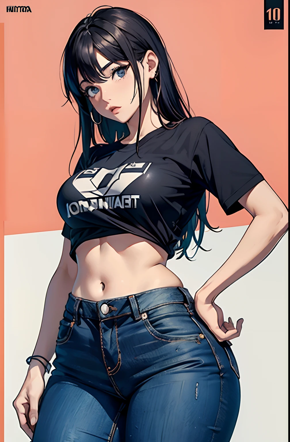 (Hinata Hyuga, muito sensual, com roupas apertadas, bunda grande, pernas grossas, Wearing extremely tight jeans, usando uma mini blusa, umbigo com pirsing, cabelo grande, Speaker behind, muito realista, extremamente sexy, 8k, 8k extremamente detalhado), (um extremamente delicado e bonito), (obra-prima), (melhor qualidade: 1.0), (ultra highres:1.0)