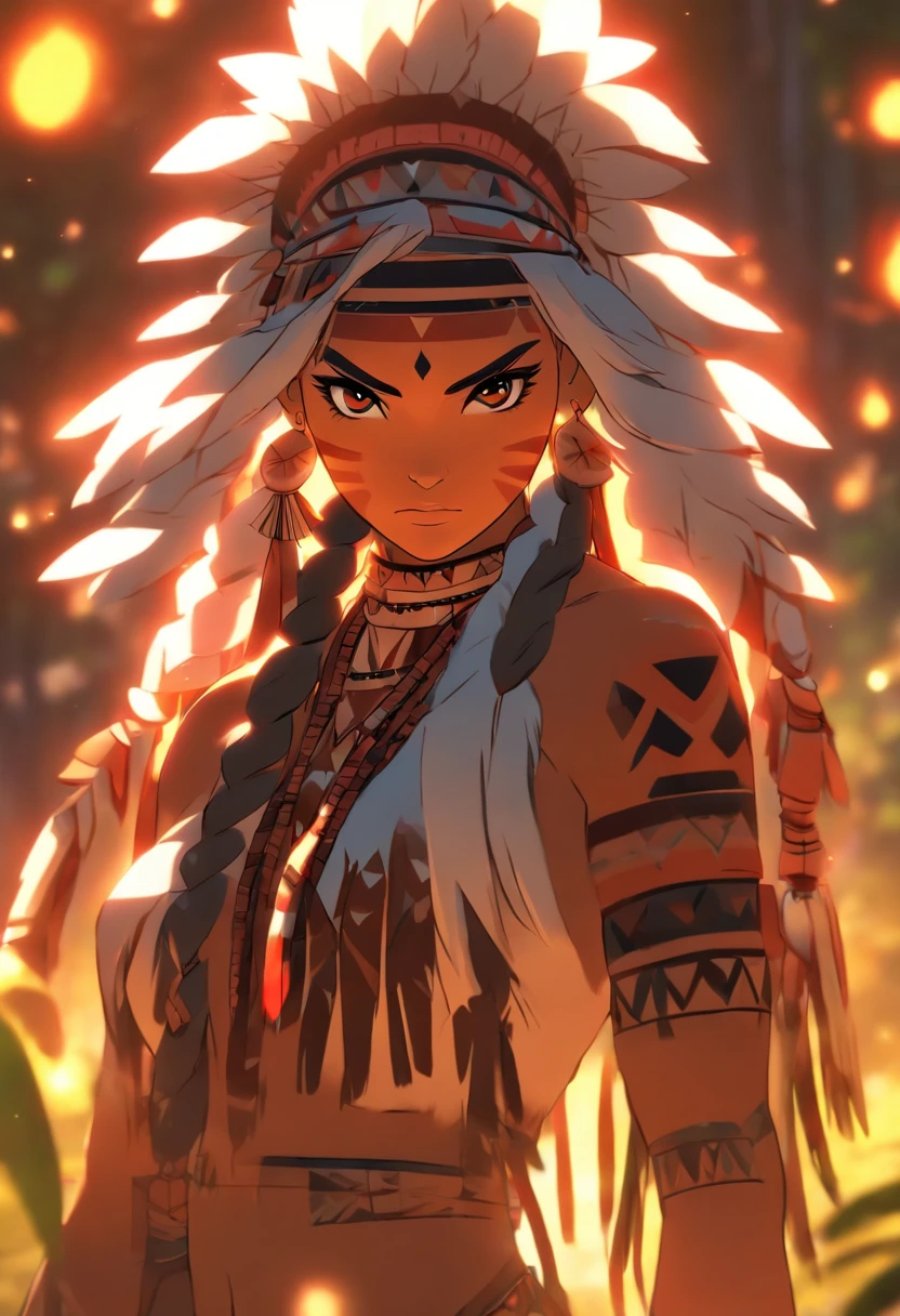 (((Indigenous tribe))) best quality, very high resolution, detailed CG in 4K, masterpiece, indigenous tribes, indigenous city, forest, aesthetics, beautiful image, centered on screen, full body