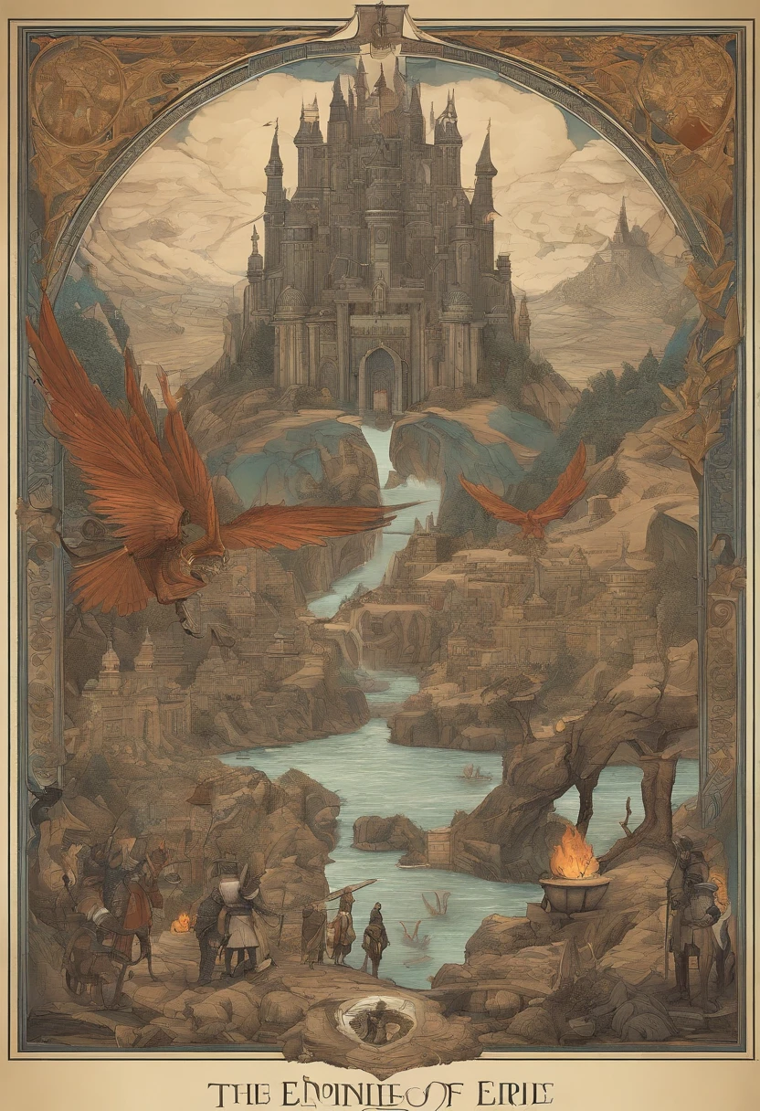 (magical fantasy universe poster:1.2),contraband checkpoint,guard for the empire of Marginalia,majestic magical atmosphere,beautifully crafted emblem of the empire,elaborate uniforms of the guards,mythical creatures scattered around,glowing crystals adorning the walls,mystical fog floating in the air,enchanted creatures welcoming newcomers,magical spells protecting the checkpoint,vibrant colors depicting the diversity of the empire's inhabitants,dynamic composition capturing the excitement of the fantasy world,prominently displayed rules and regulations for the guards,exquisite attention to detail showcasing the empire's commitment to security and order,(highres,ultra-detailed) artwork,impressive level of artistic skill,imagination and creativity,evocative and immersive artwork,realistic representation of the fantasy universe,enchanting atmosphere that draws viewers into the world of Marginalia,impressive use of shadows to create depth and dimension,subtle yet impactful lighting to enhance the magical ambiance,intense focus on capturing the essence of the fantasy genre