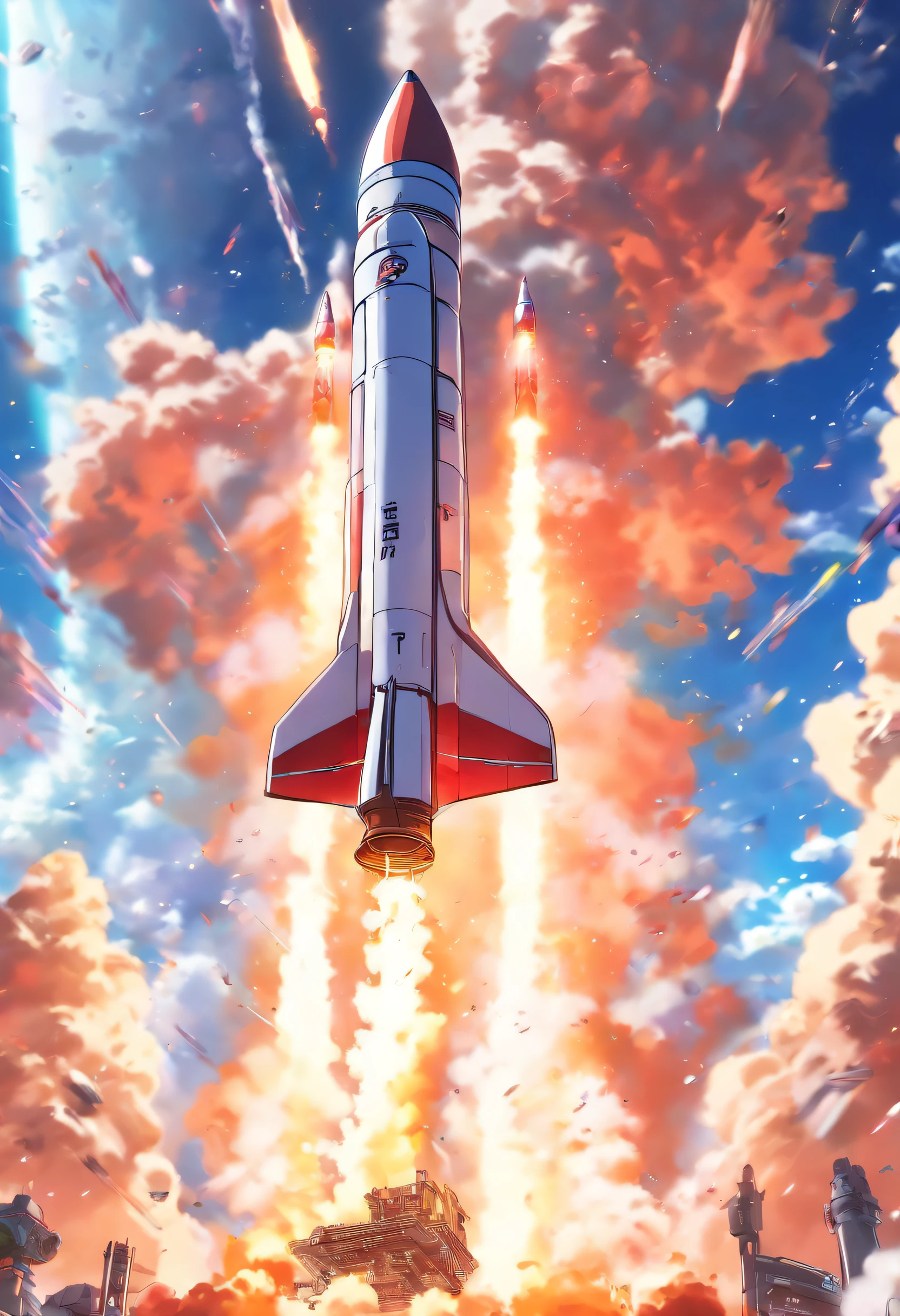 The rocket takes off