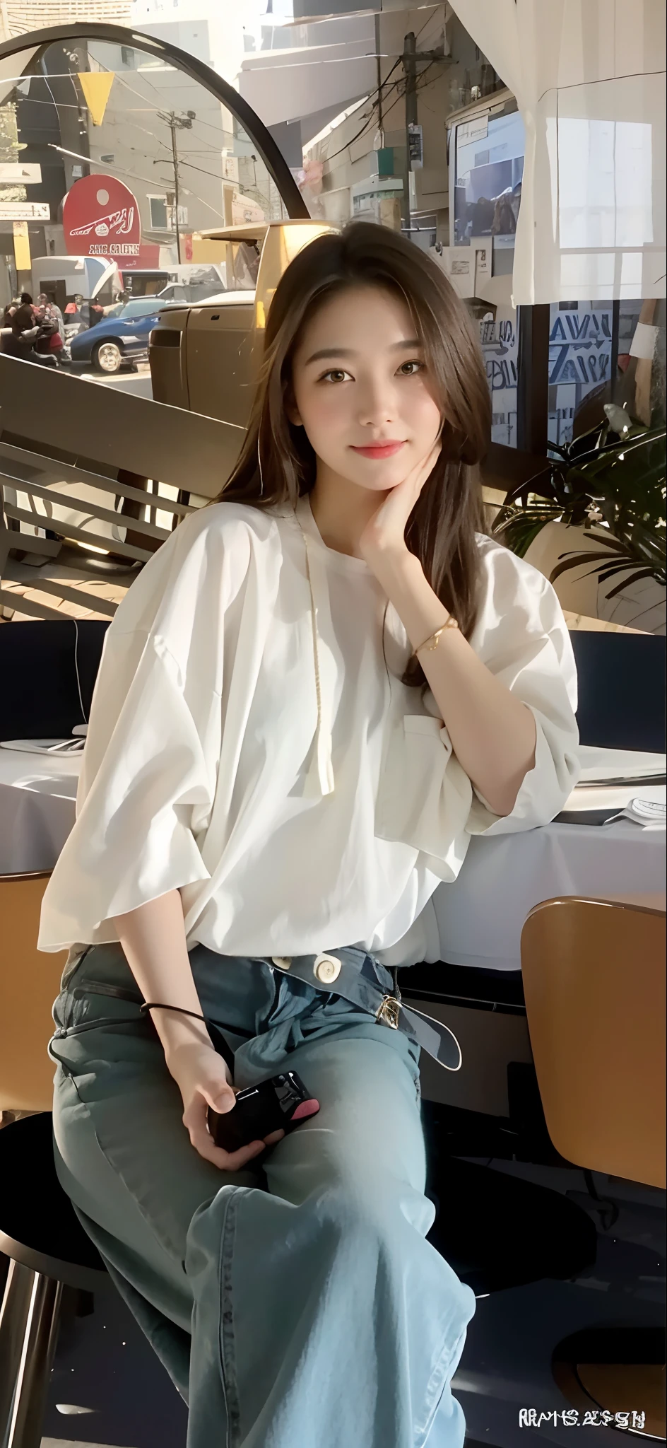 (1 Korean star with royal sister style), ((Best quality, 8K, 巨作: 1.3)), focal point: 1.2, Perfect body proportions: 1.4, (Make a smile), (Sunset: 1.3), Watery eyes, Highly Detailed Face and Skin Textur, Fine eyes, Double eyelids, Whitens the skin, (long whitr hair, Air bangs: 1.3), (Round face inches: 1.5), JK skirt 1.4), (Sketch 1:2,)rural landscape。 Take photos while sitting in a medium-to-long distance pose。