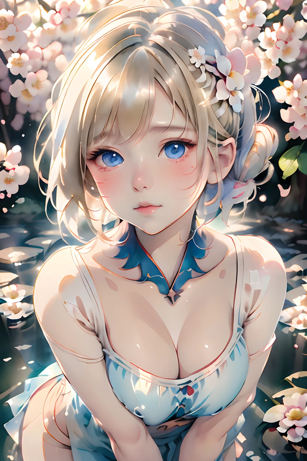 Cowboy Shot:1.5、Colorful anime blonde girl, portrait of a full body, in frame, Background Frame, Inside the background frame, Watercolor Clip Art, Huge flowers splash, Lush, Flowers splash, Full illustration, ((White background)), 4K, Sharp Focus, watercolor paiting, smooth soft skin, Japanese style, Symmetrical, Soft lighting, Detailed face, Concept art, Muted colors, Watercolor style, Fairy tales in children's style, Octane Rendering, 。.。.。.。.。.3D, Perfect face, Detailed face, Delicate face, Perfect sharp lips, Detailed eyes, watercolor paiting