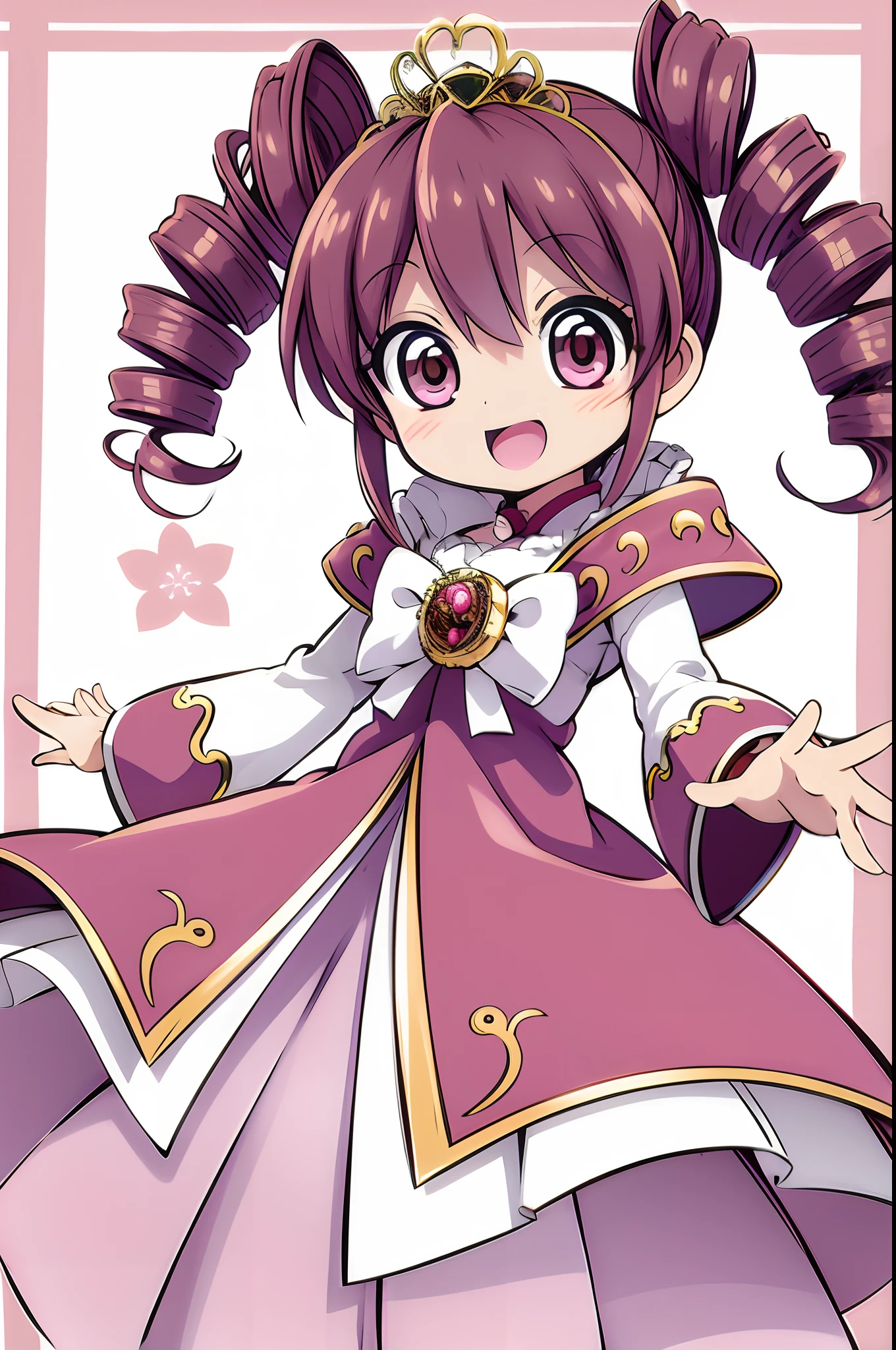 Anime girl in pink dress with gold crown and pink dress, Madoka Kaname, Lori, anime moe art style, portrait of the magical girl, Anime girl named Lucy, Madoka Magica, Cute anime waifu in a nice dress, shalltear from overlord, small curvy loli, small loli girl, loli in dress, Anime princess
