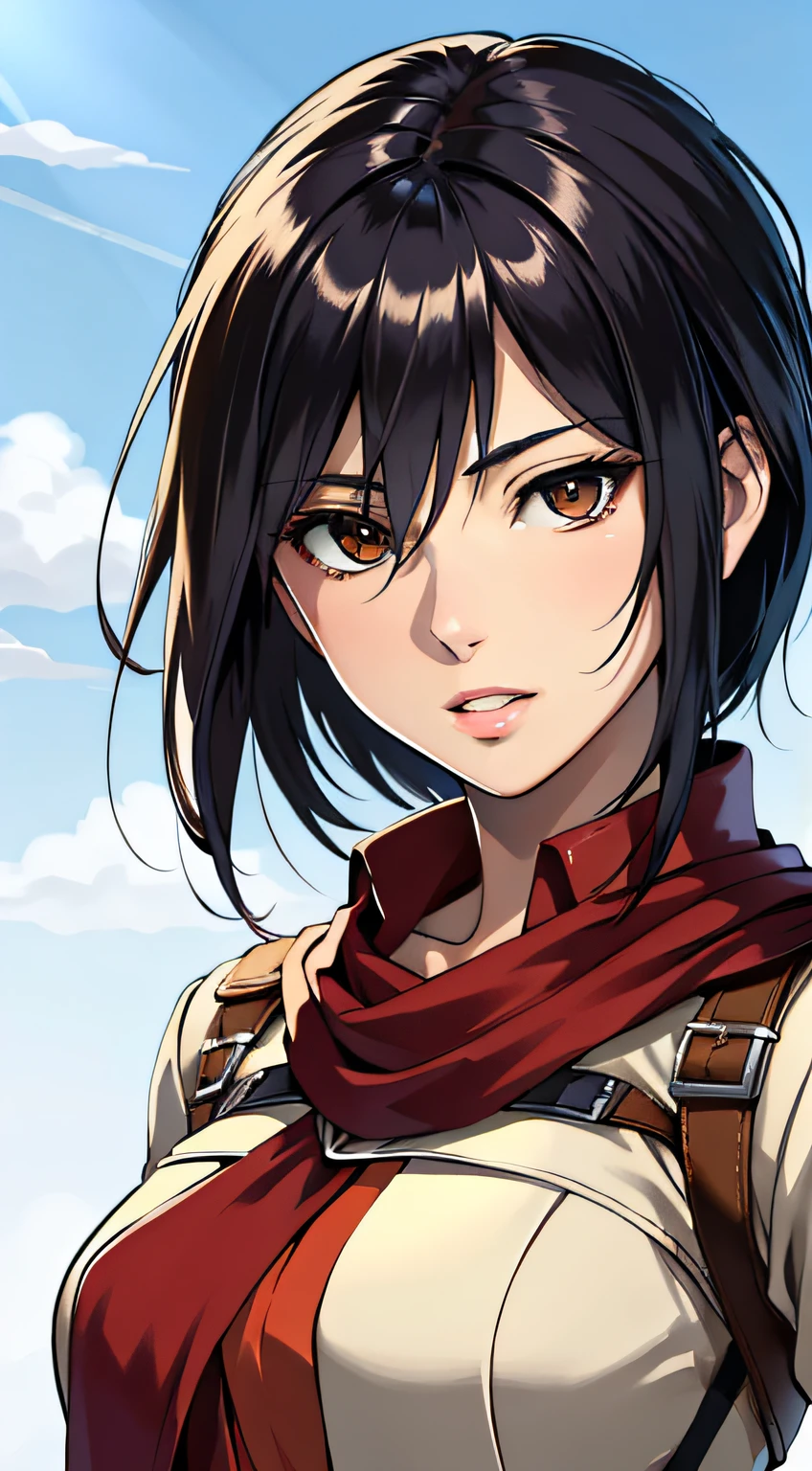 (masterpiece:1.2, best quality), photorealistic, (hyperrealistic:1.2), beautiful, Mikasa from AOT