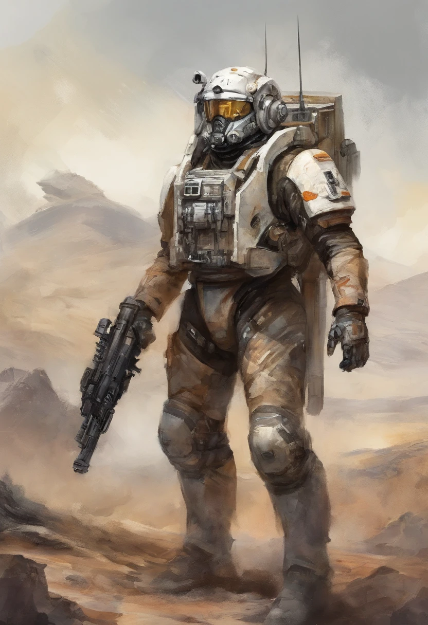 Mech pilot, Male, Dark skin, White hair, Tired, Rule of thirds, High quality background, ultra detailed scenery, super sharp focus, Perfect for professional photos