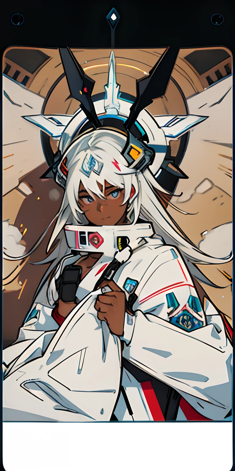 4k,extreme picture quality,illustration,Black skin,female high-school student,Heterochromic pupils,The sense of sacredness,The halo,Halo