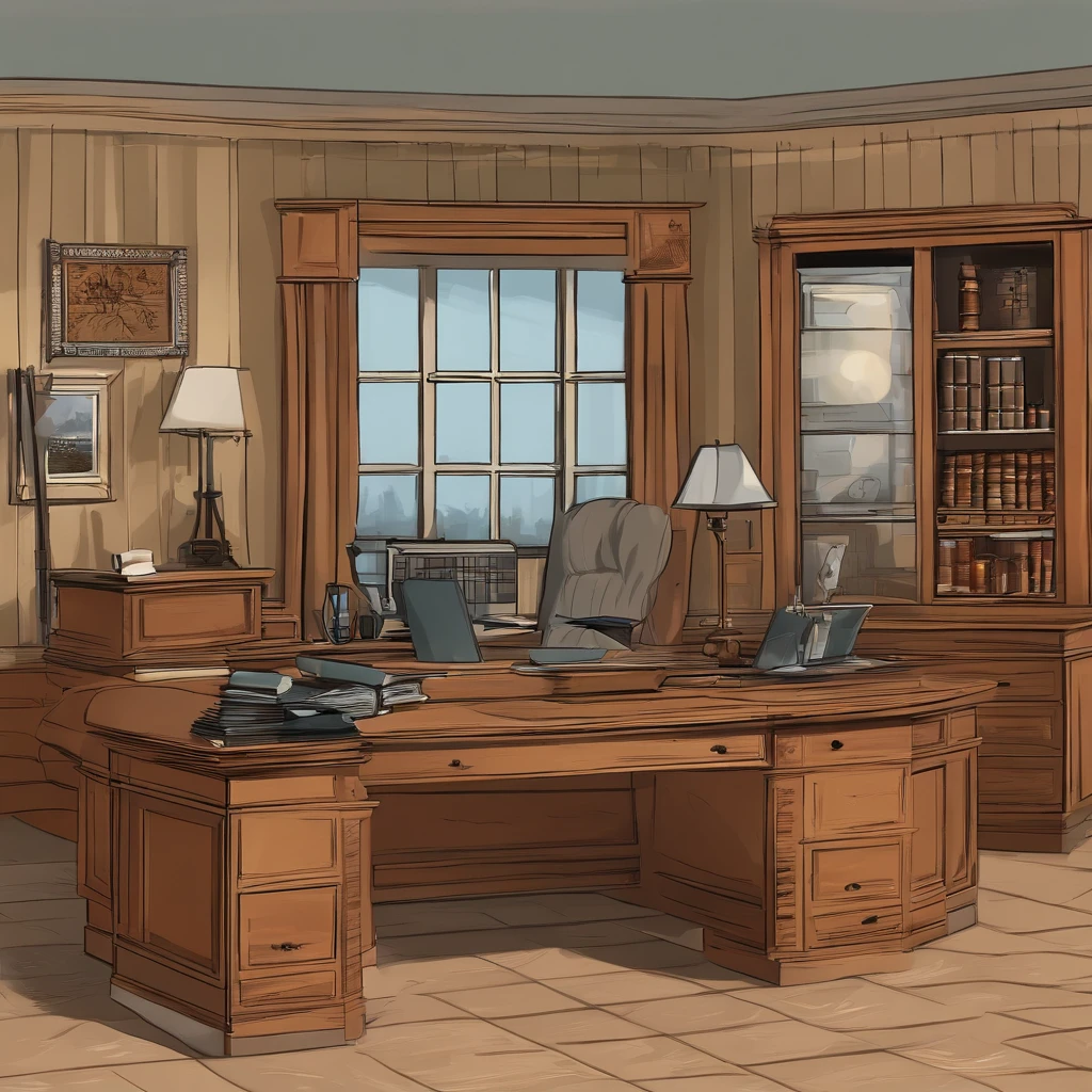 a workplace with tools in the centre,High-resolution, detailed background, masterpiece ,cartoon