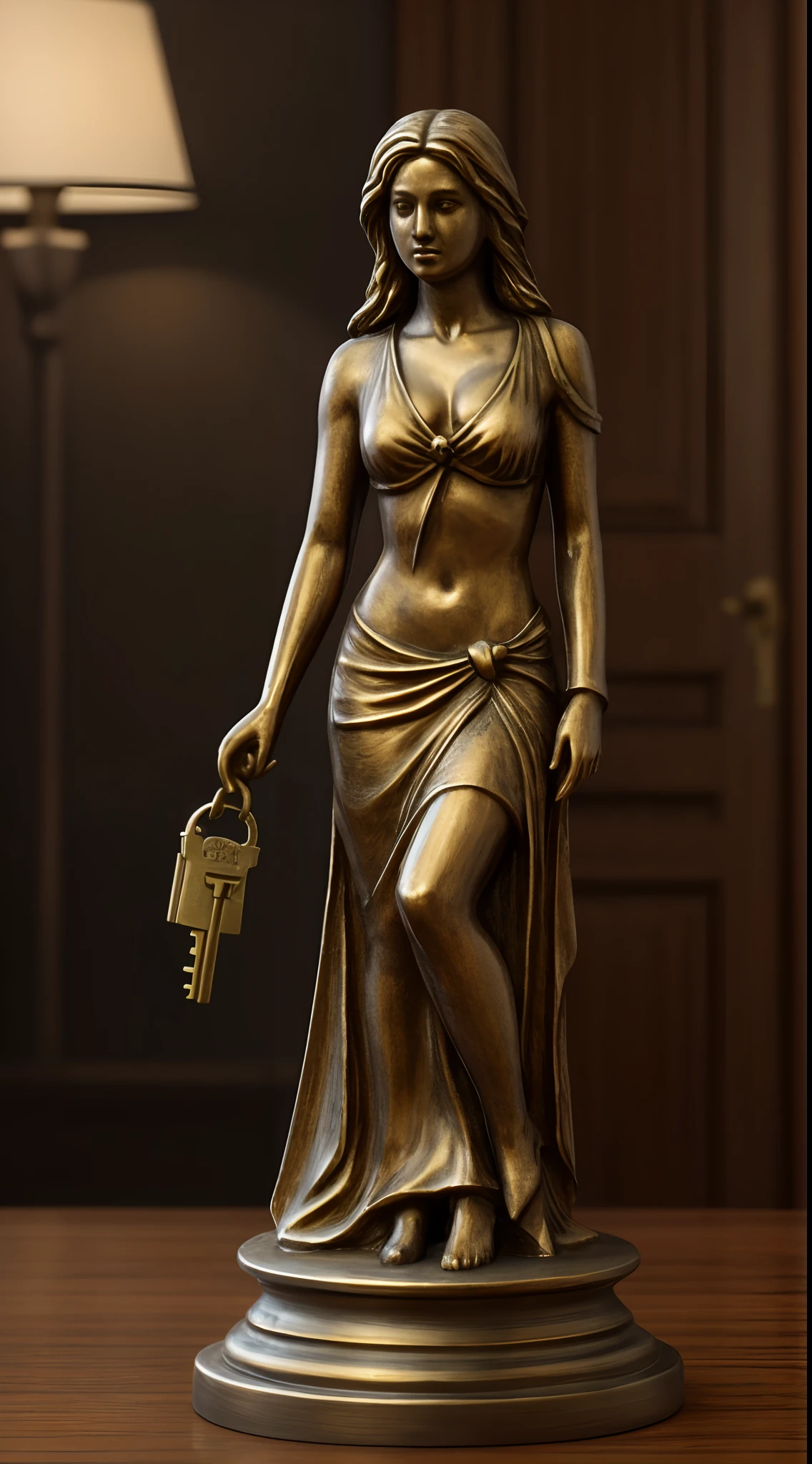 Final render perfect amazing detail bracelet holding ornate key perfect foot