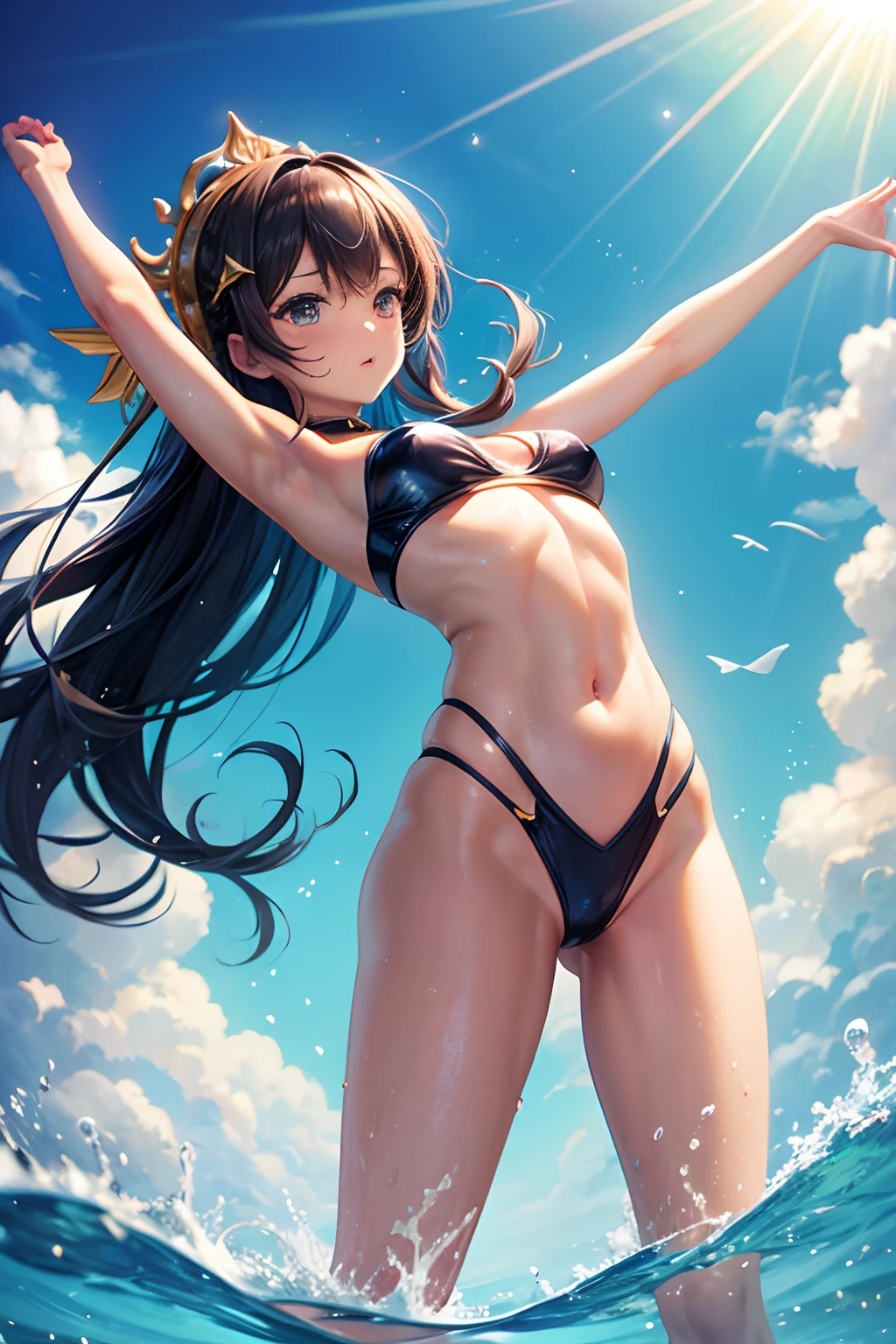 Diving Goddess ，perfect bodies，Looks sweet，Fair and shiny skin