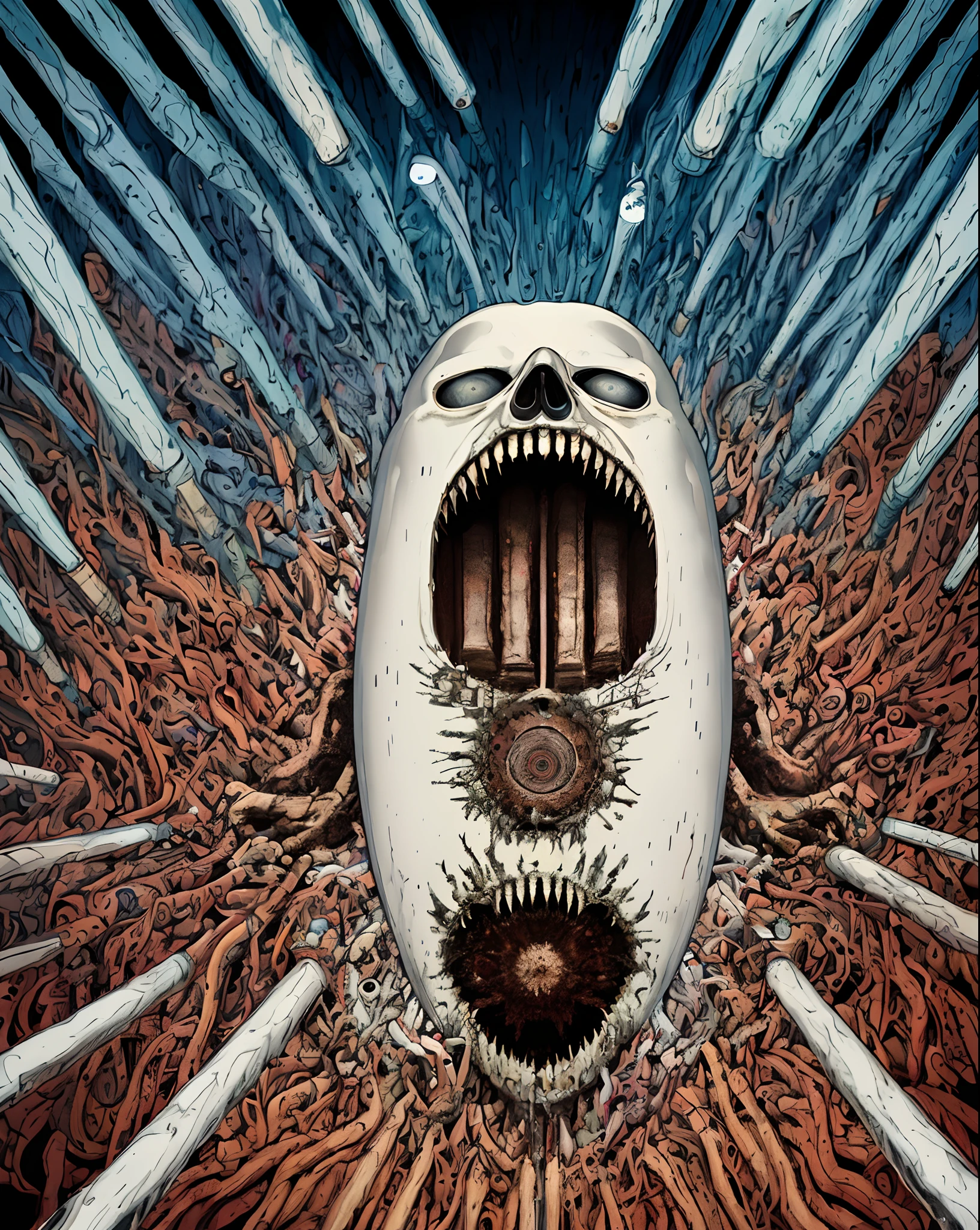 Analytical psychology precision art therapy, minimalist, anxiety, phallic, airbrush on canvas art, psychopathy, sharp, fevered nightmare , introverted disturbing dark imagery, eerie, HR GEIGER and Yuki tatsushima influence