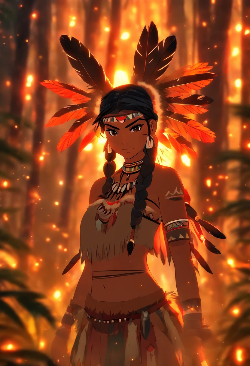 (((Indigenous woman))) best quality, very high resolution, detailed CG in 4K, masterpiece, sexy, breasts showing, amazon brazil, indigenous, indigenous tribes, indigenous city, forest, aesthetics, beautiful image, centered on the screen , full body