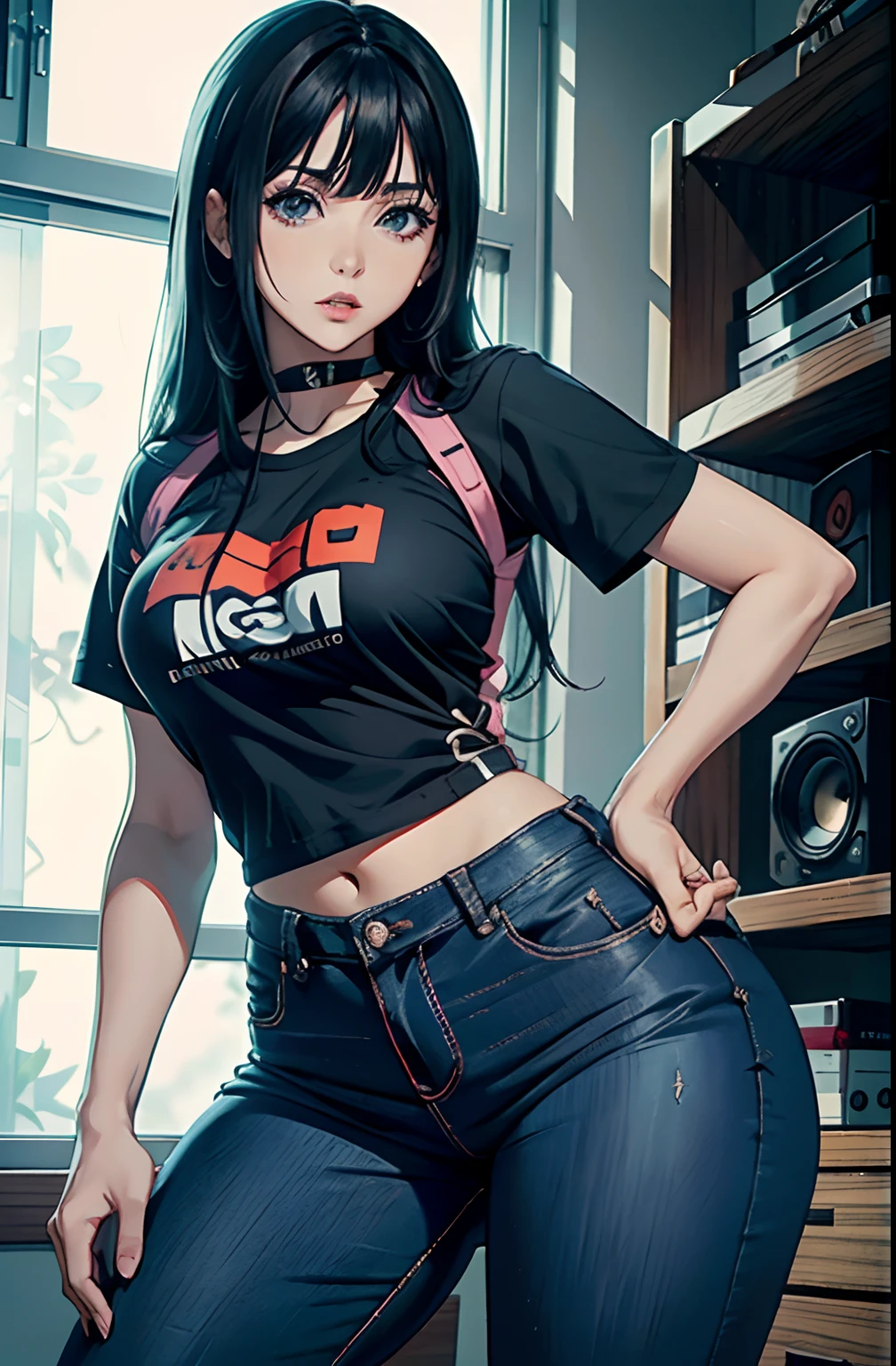 The character costume is KPOP, 9 sets of anime character stickers with different expressions, Hallyu collection style, Anime K-pop art style, Hallyu frontline style, Hallyu art style, kpop style, Official artwork, Chibi Art, Pisif, Blackpink style, Cute KPOP artwork in various poses, The popularity of the art station Pisif