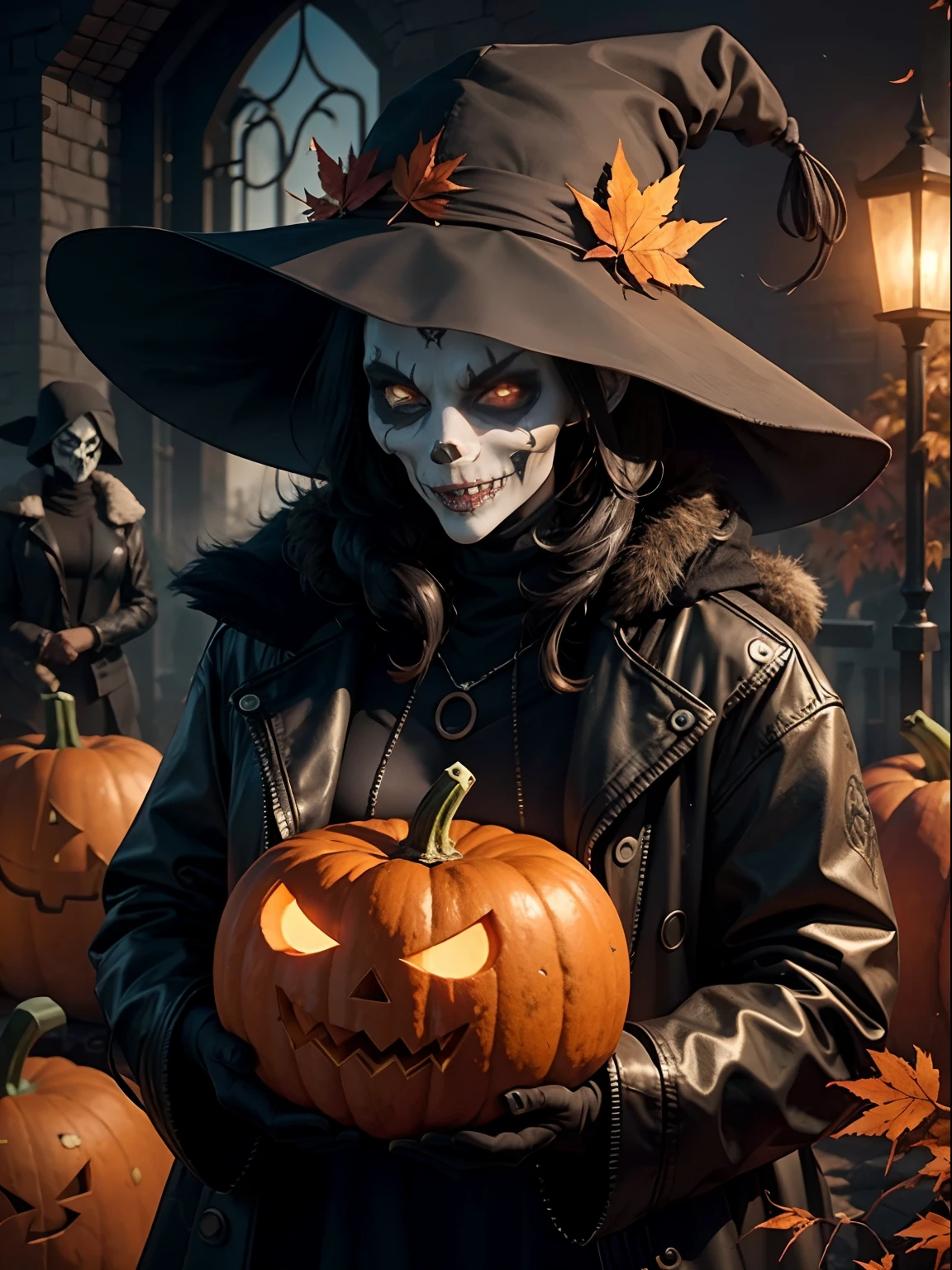 Evil scarecrow, Gothic, autumn season, caveira, calabaza,