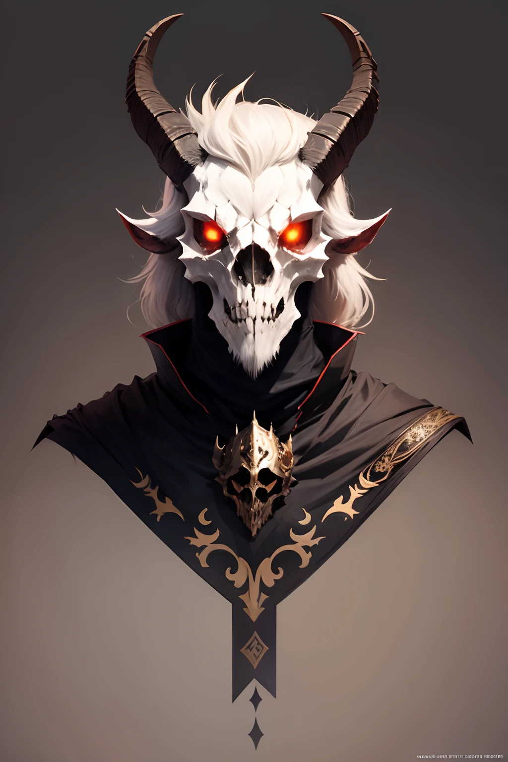 a concept art of a demon goat skull head king